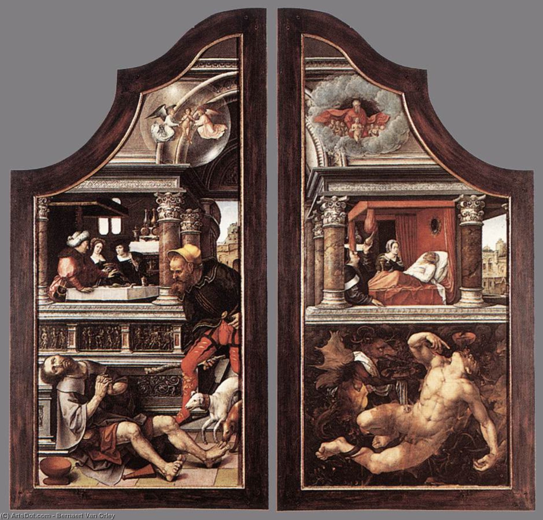 Wikioo.org - The Encyclopedia of Fine Arts - Painting, Artwork by Bernaert Van Orley - Triptych of Virtue of Patience (closed)