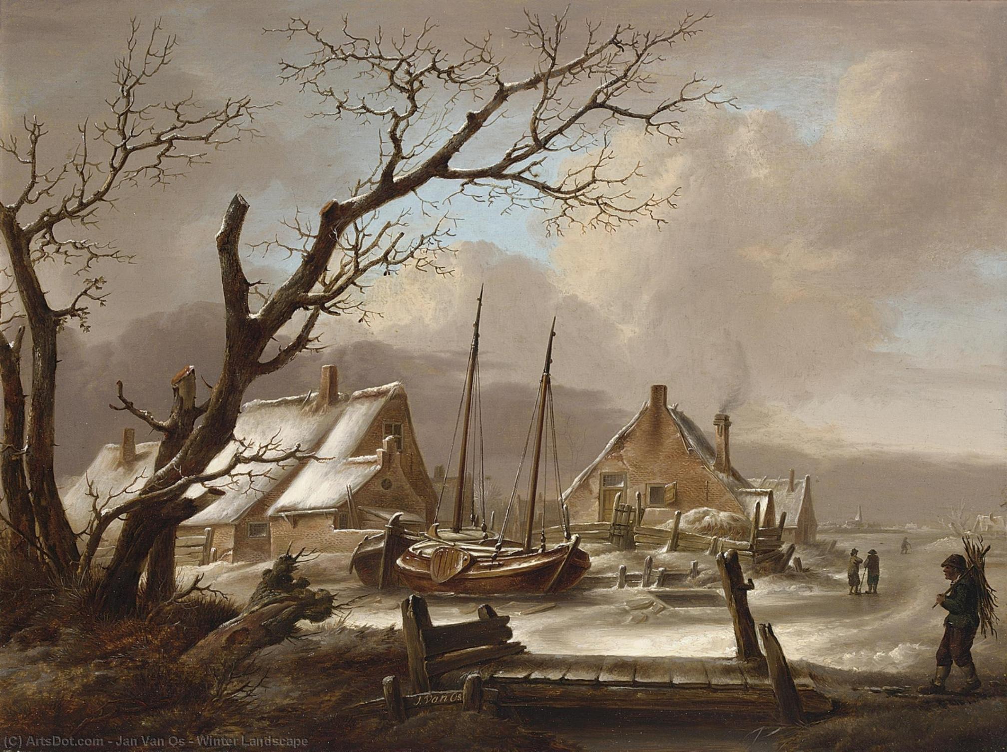Wikioo.org - สารานุกรมวิจิตรศิลป์ - จิตรกรรม Jan Van Os - Winter Landscape