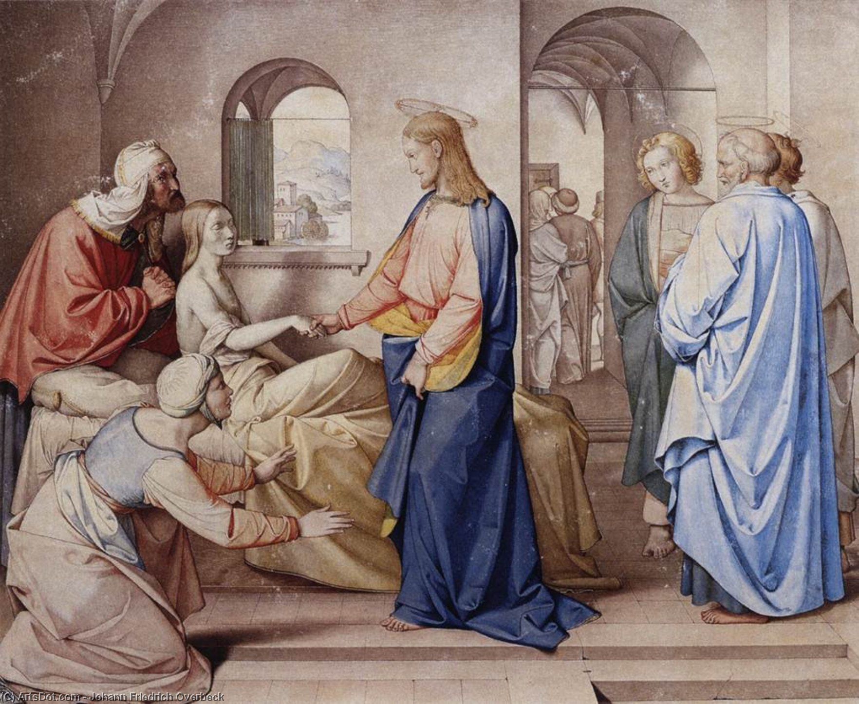Wikioo.org – L'Enciclopedia delle Belle Arti - Pittura, Opere di Johann Friedrich Overbeck - Cristo Resurrects la figlia di Giairo