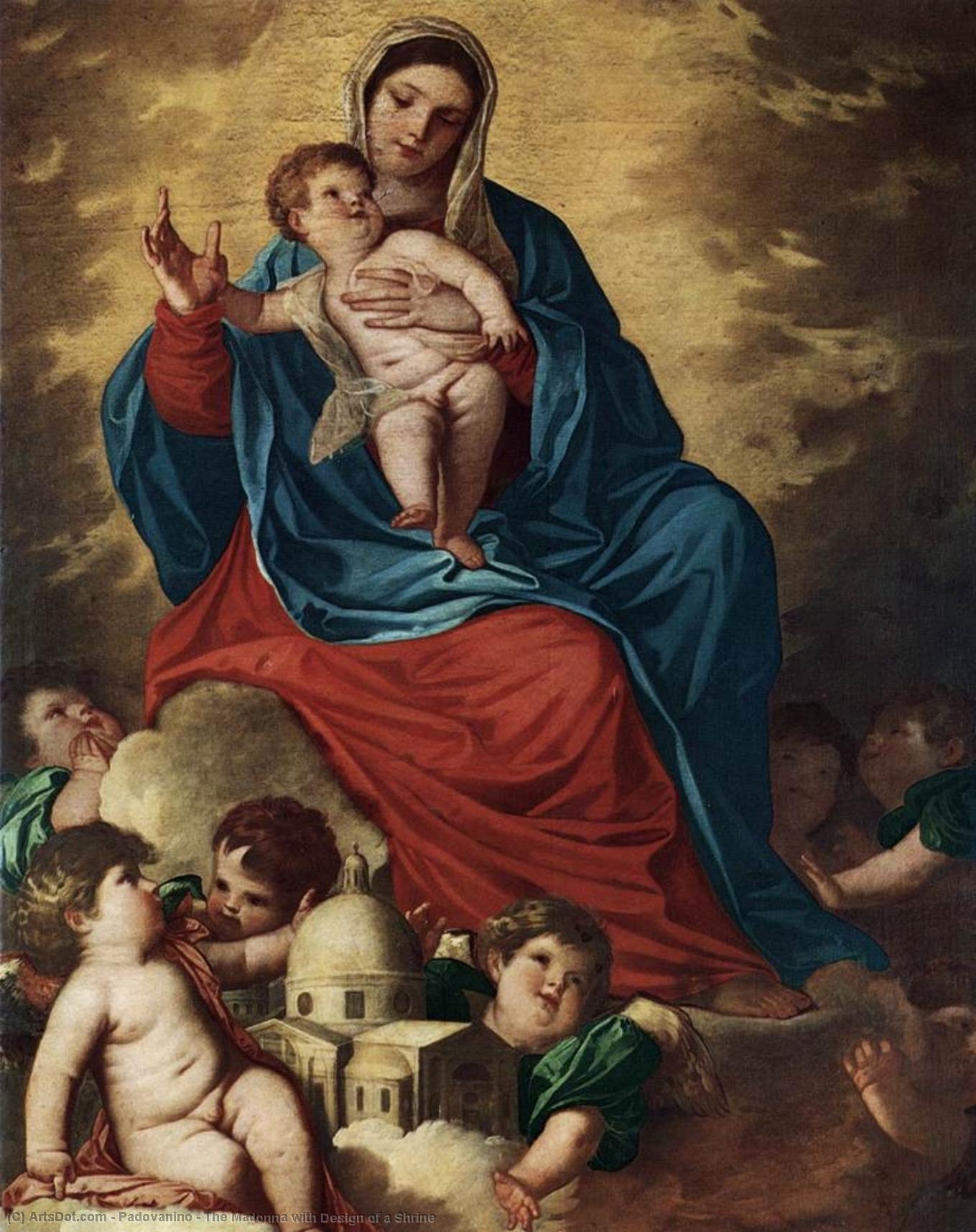 Wikioo.org - The Encyclopedia of Fine Arts - Painting, Artwork by Padovanino - The Madonna with Design of a Shrine