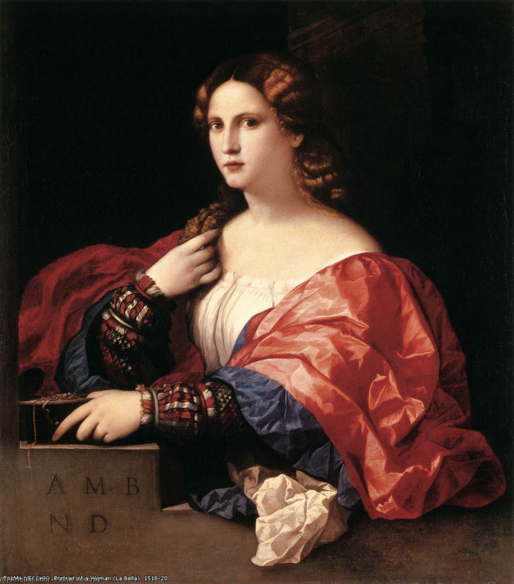 WikiOO.org - אנציקלופדיה לאמנויות יפות - ציור, יצירות אמנות Palma Vecchio - Portrait of a Woman (La Bella)