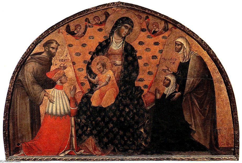 WikiOO.org - Enciklopedija dailės - Tapyba, meno kuriniai Paolo Veneziano - Doge Francesco Dandolo and his Wife Presented to the Madonna