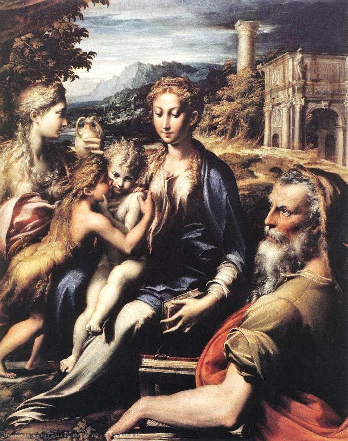 Wikioo.org – L'Enciclopedia delle Belle Arti - Pittura, Opere di Parmigianino - madonna col bambino con santi