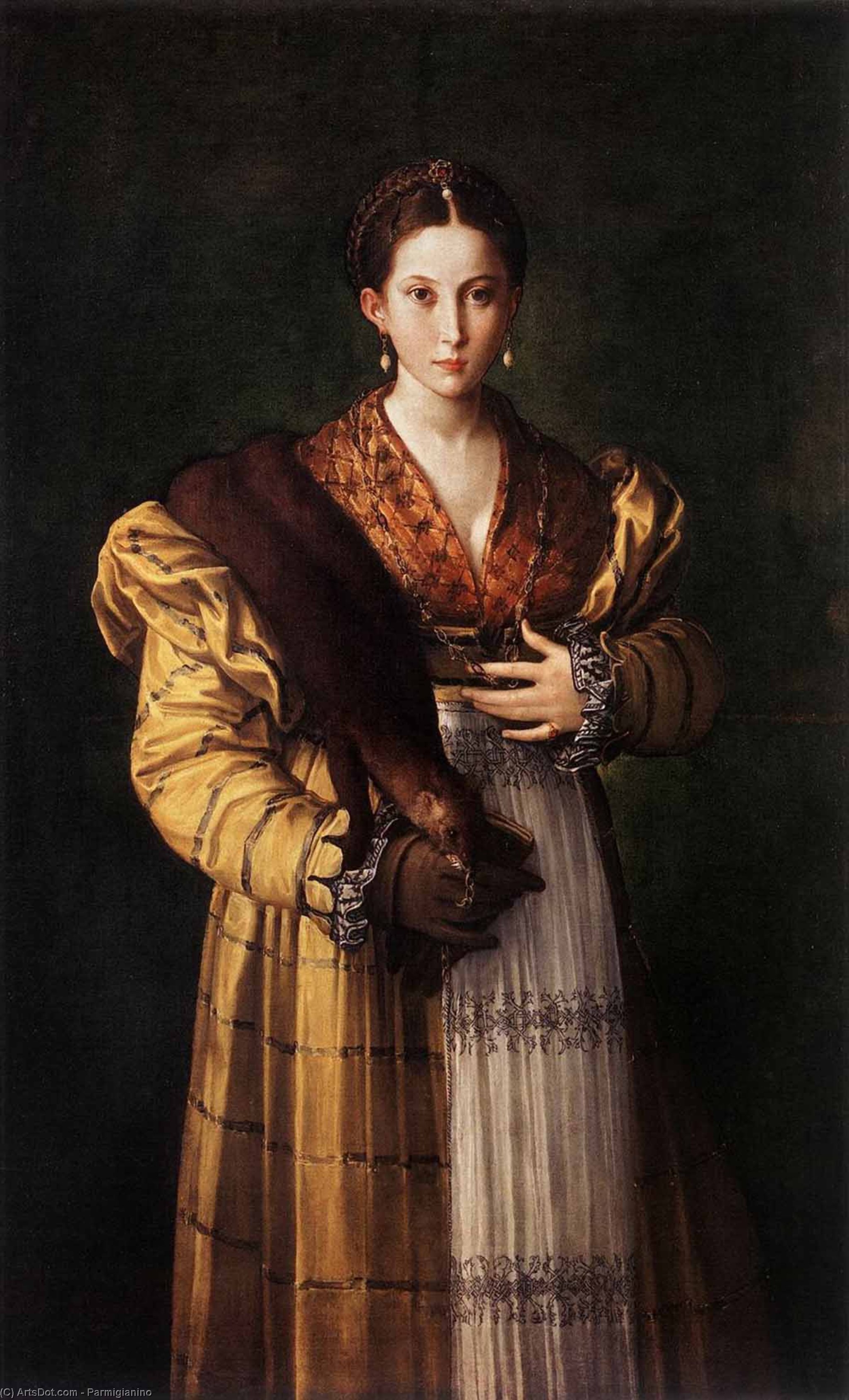 WikiOO.org - Encyclopedia of Fine Arts - Schilderen, Artwork Parmigianino - Portrait of a Young Lady