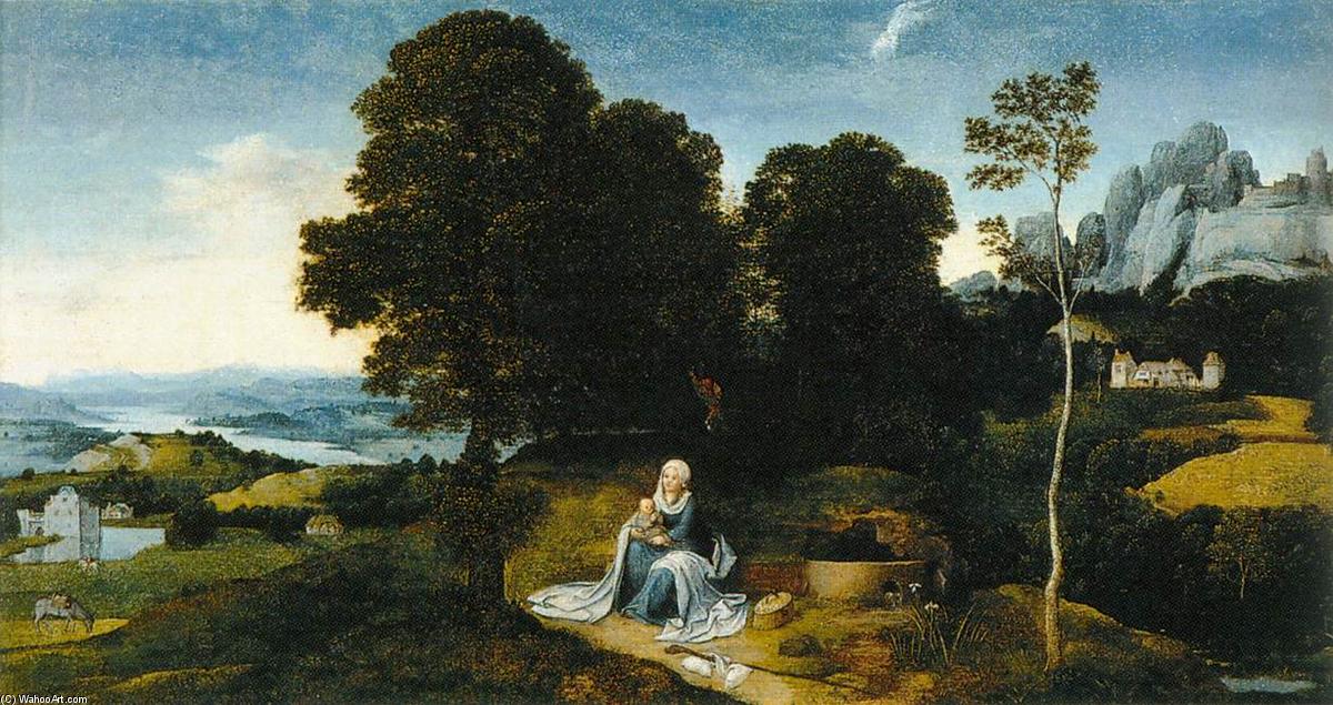 Wikioo.org - The Encyclopedia of Fine Arts - Painting, Artwork by Joachim Patenier - Landscape with the Flight into Egypt