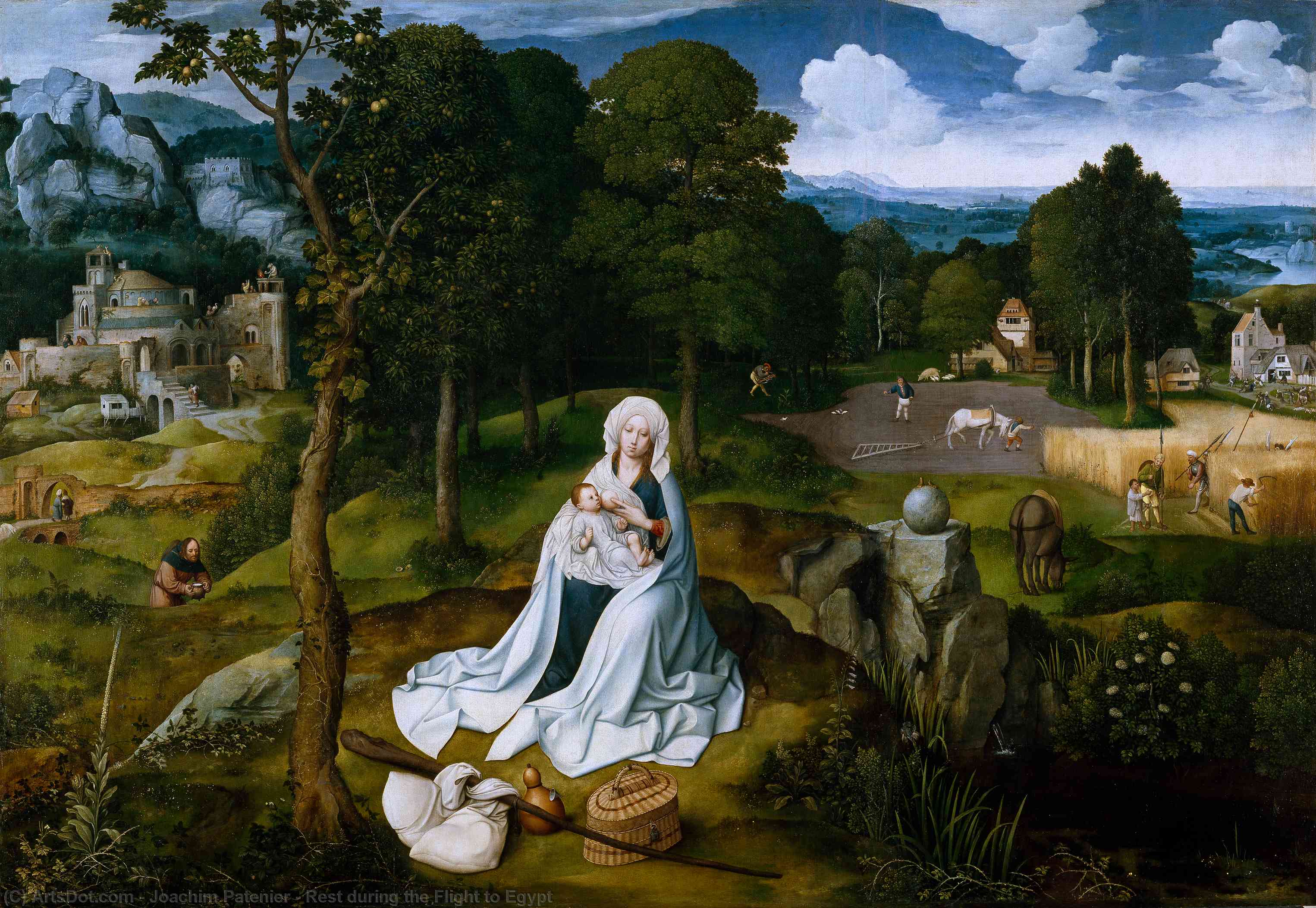 Wikioo.org - The Encyclopedia of Fine Arts - Painting, Artwork by Joachim Patenier - Rest during the Flight to Egypt