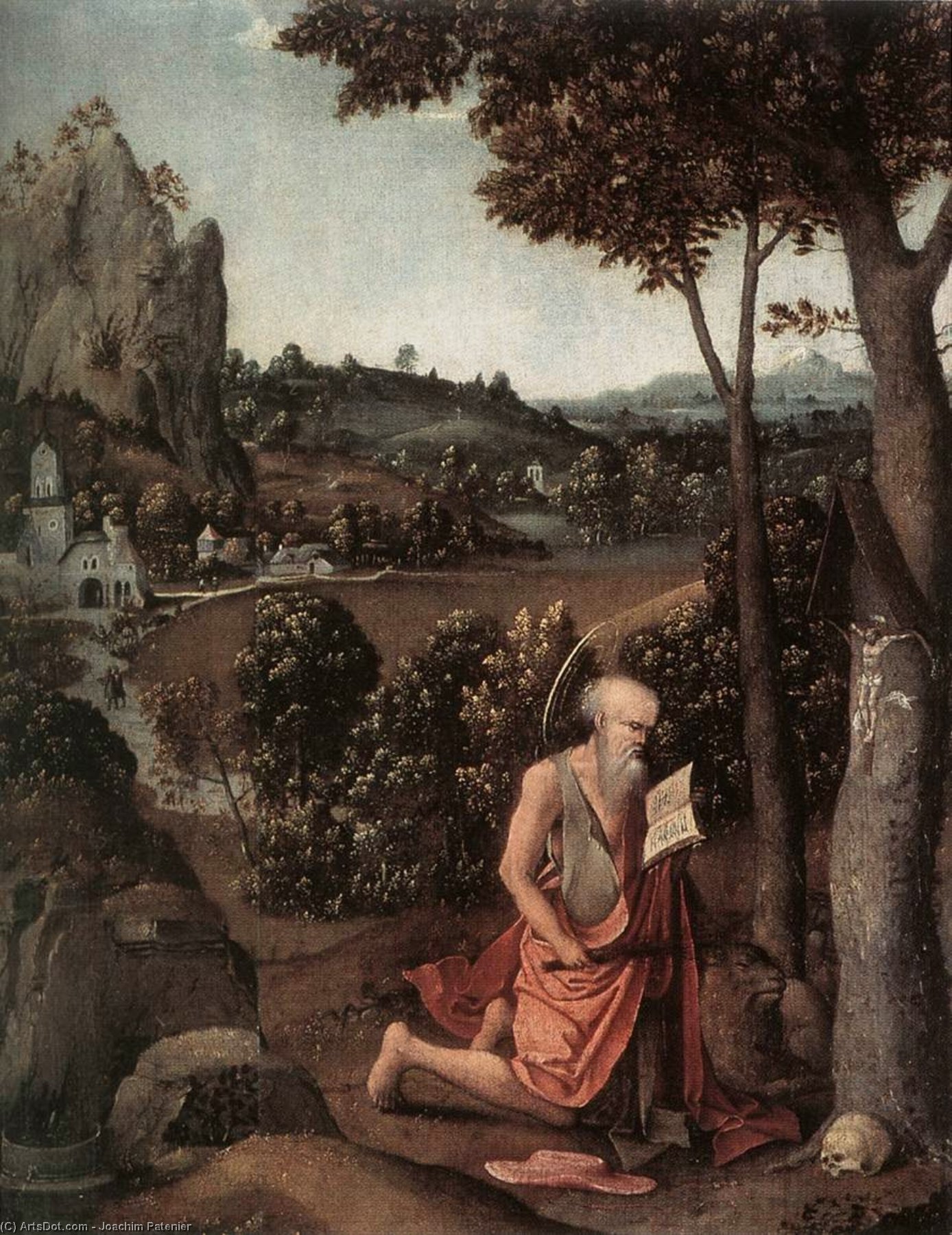 WikiOO.org - Enciklopedija dailės - Tapyba, meno kuriniai Joachim Patenier - Rocky Landscape with Saint Jerome