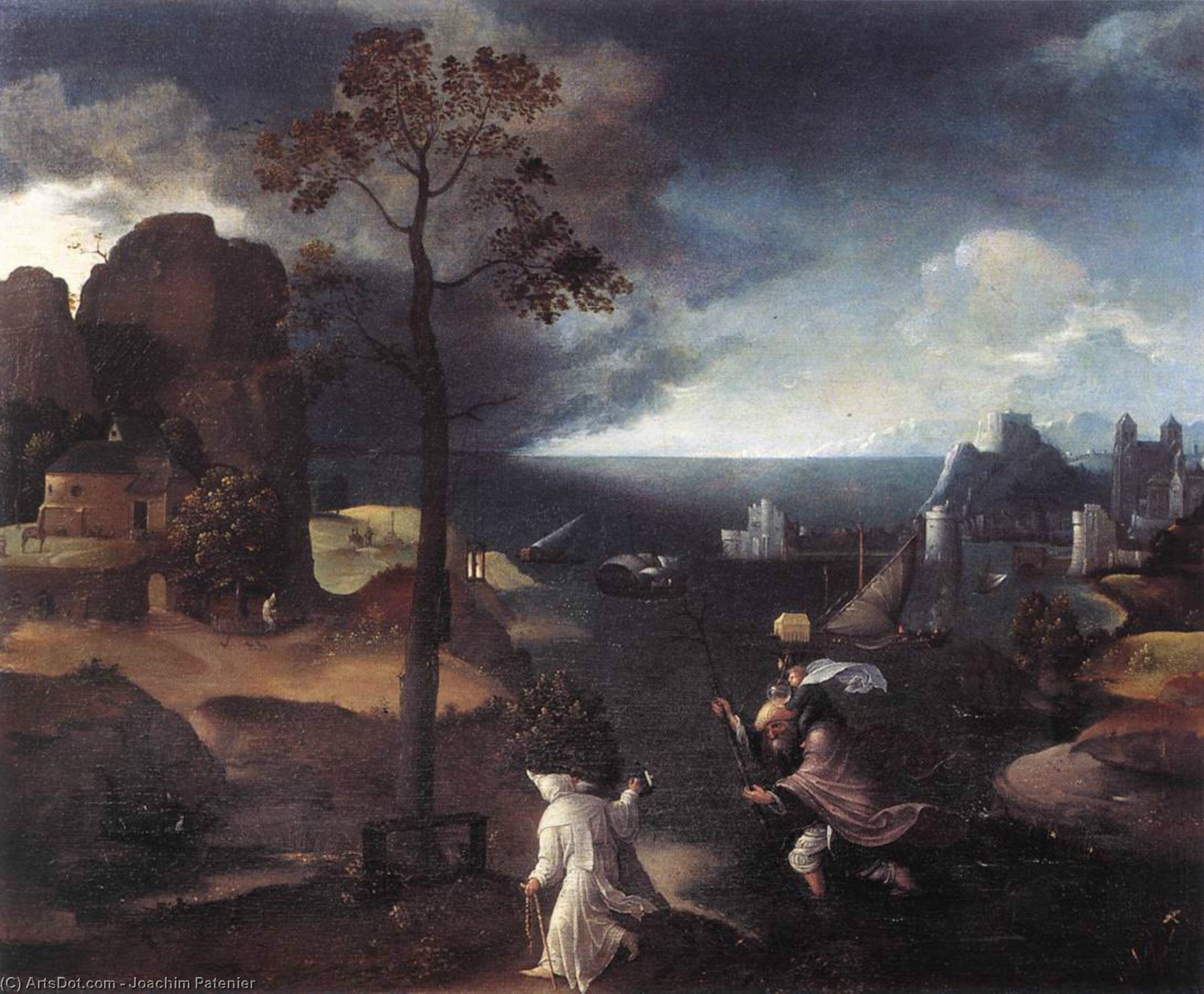 Wikioo.org - The Encyclopedia of Fine Arts - Painting, Artwork by Joachim Patenier - St Christopher Bearing the Christ Child