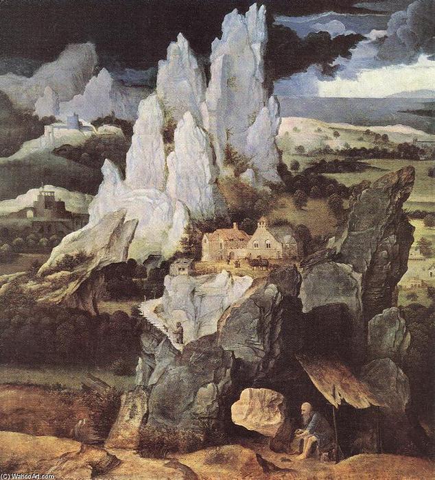 Wikioo.org - The Encyclopedia of Fine Arts - Painting, Artwork by Joachim Patenier - St Jerome in Rocky Landscape