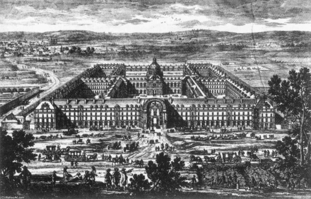 Wikioo.org - The Encyclopedia of Fine Arts - Painting, Artwork by Gabriel Pérelle - View and Perspective of the Hôtel de Mars (Les Invalides)