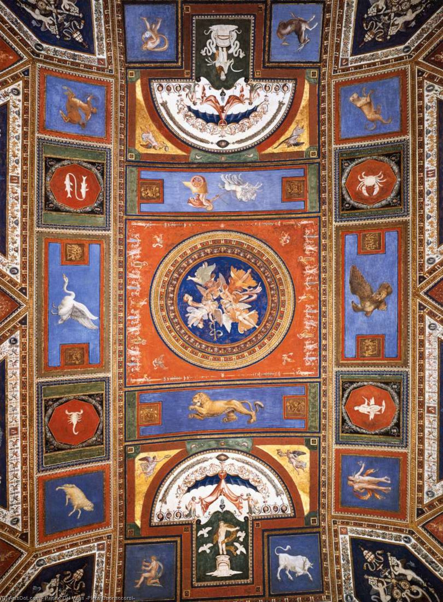 Wikioo.org - The Encyclopedia of Fine Arts - Painting, Artwork by Perino Del Vaga (Piero Buonaccorsi) - Ceiling decoration