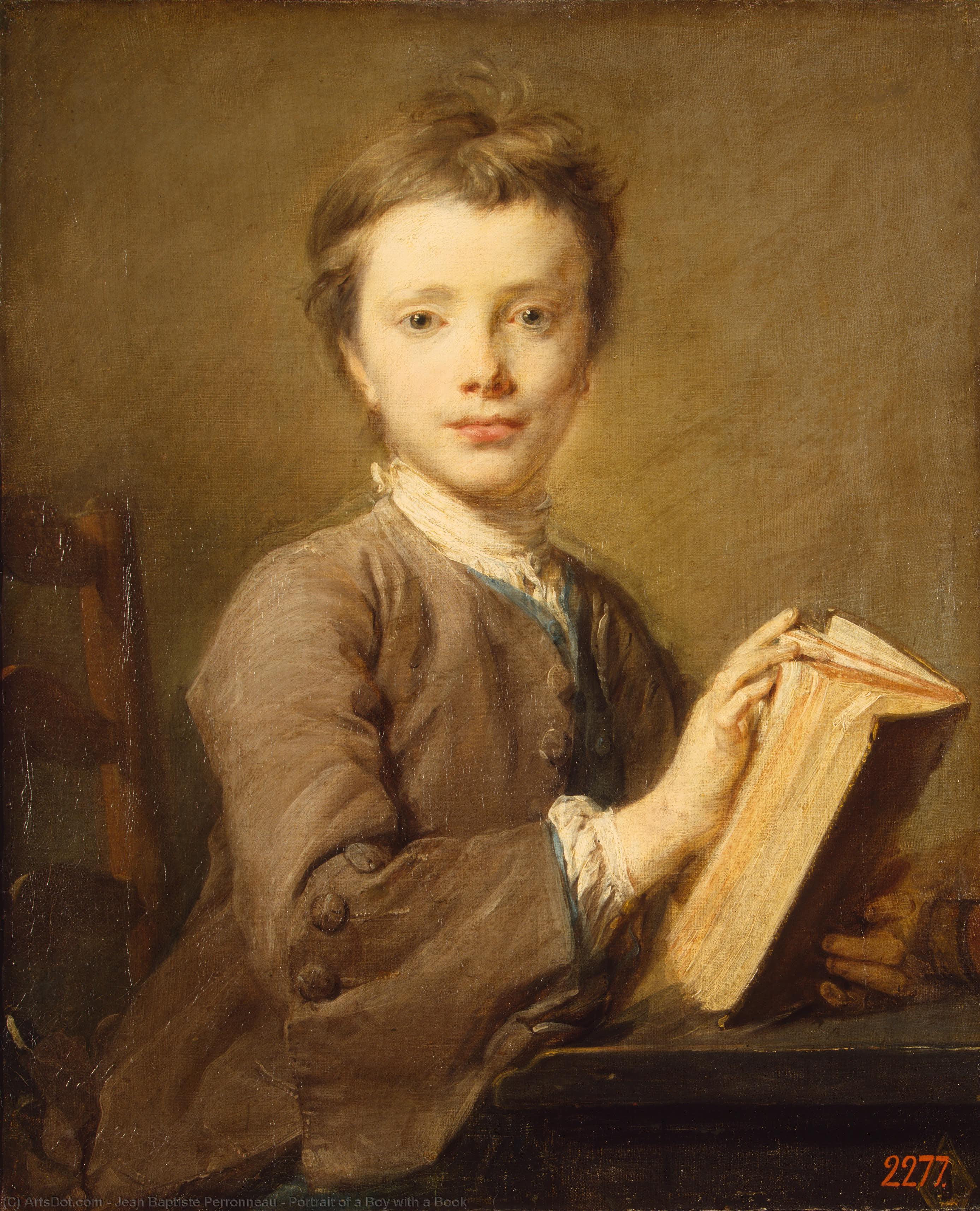 WikiOO.org - Енциклопедия за изящни изкуства - Живопис, Произведения на изкуството Jean Baptiste Perronneau - Portrait of a Boy with a Book
