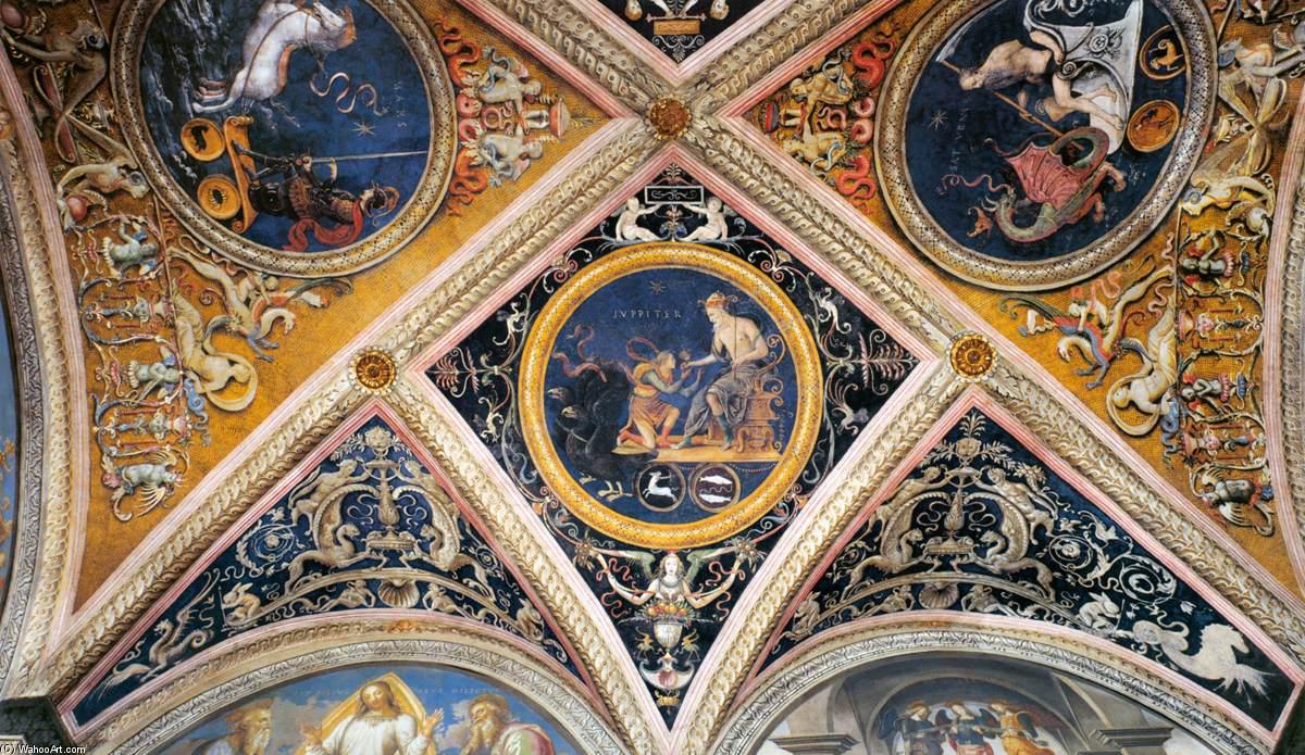 Wikioo.org – La Enciclopedia de las Bellas Artes - Pintura, Obras de arte de Vannucci Pietro (Le Perugin) - techo decoración Detalle