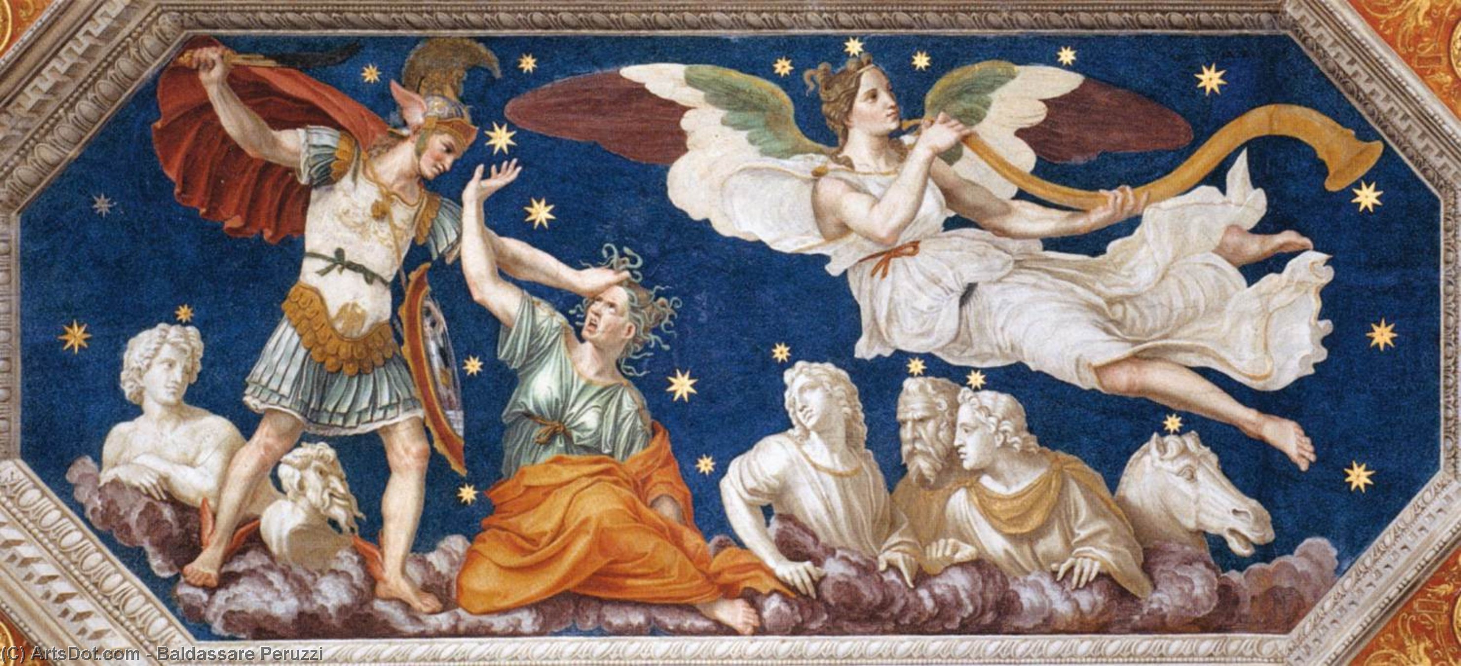 Wikioo.org - The Encyclopedia of Fine Arts - Painting, Artwork by Baldassare Peruzzi - Perseus and Pegasus