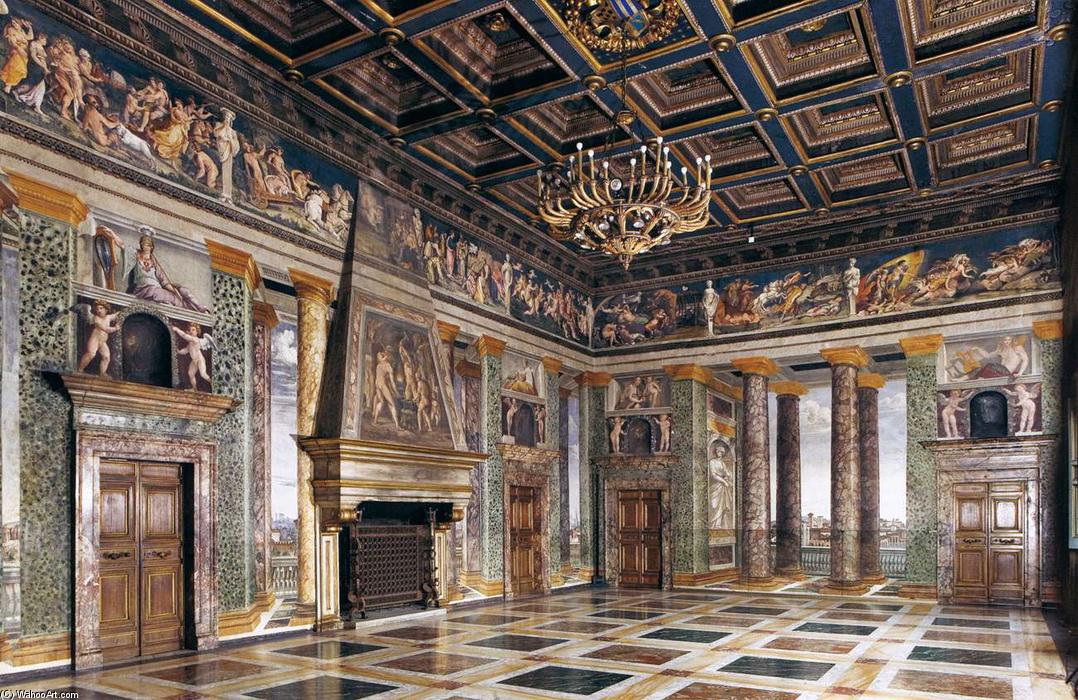Wikioo.org - The Encyclopedia of Fine Arts - Painting, Artwork by Baldassare Peruzzi - Perspective view of the Sala delle Prospettive