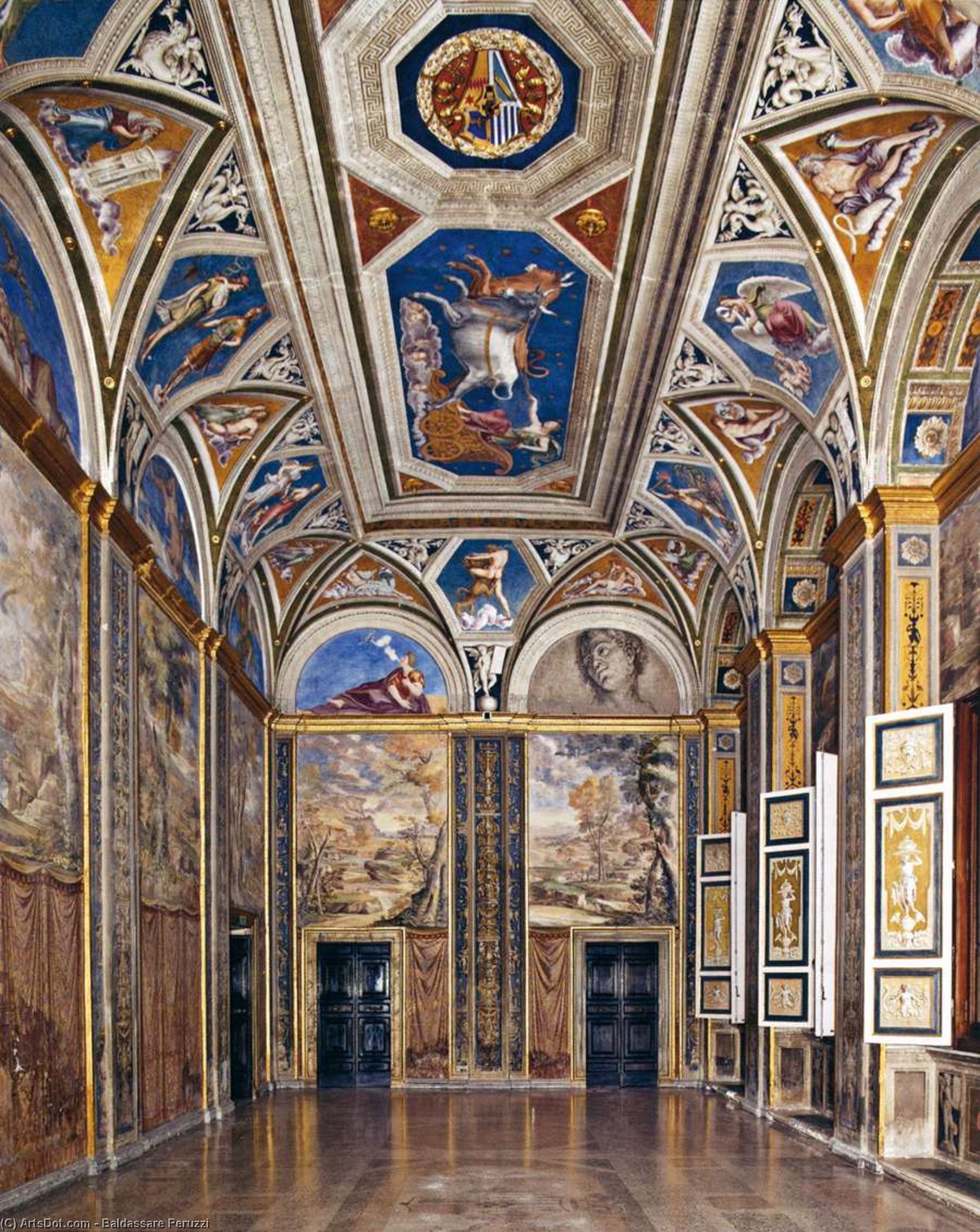 Wikioo.org - The Encyclopedia of Fine Arts - Painting, Artwork by Baldassare Peruzzi - View of the Loggia di Galatea