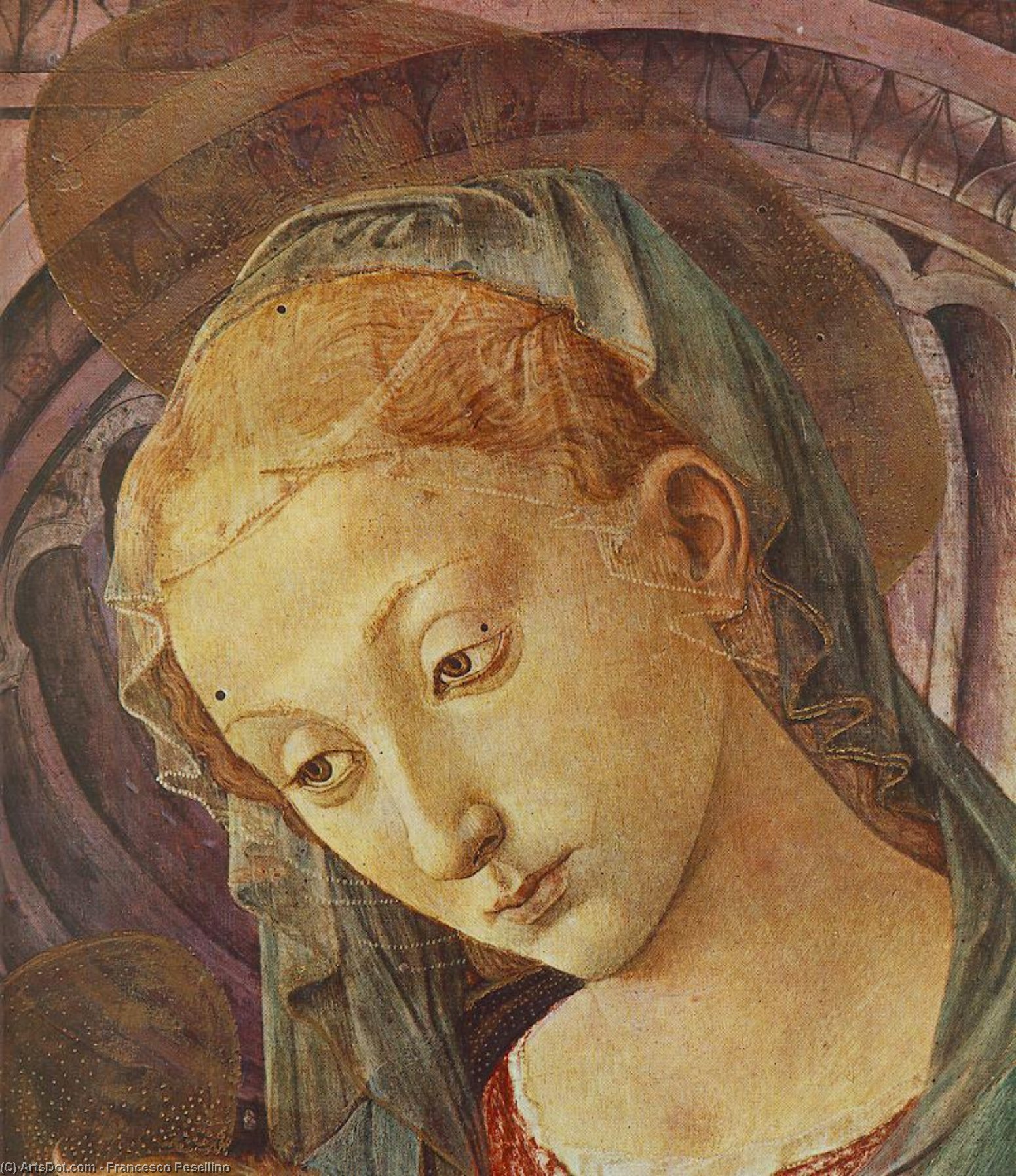 WikiOO.org - אנציקלופדיה לאמנויות יפות - ציור, יצירות אמנות Francesco Di Stefano Pesellino - Madonna with Child (detail)