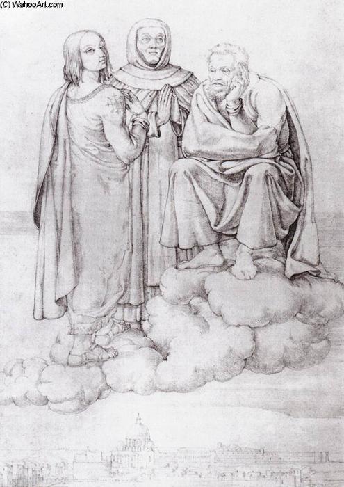 WikiOO.org - Enciclopedia of Fine Arts - Pictura, lucrări de artă Franz Pforr - Raphael, Fra Angelico and Michelangelo over Rome
