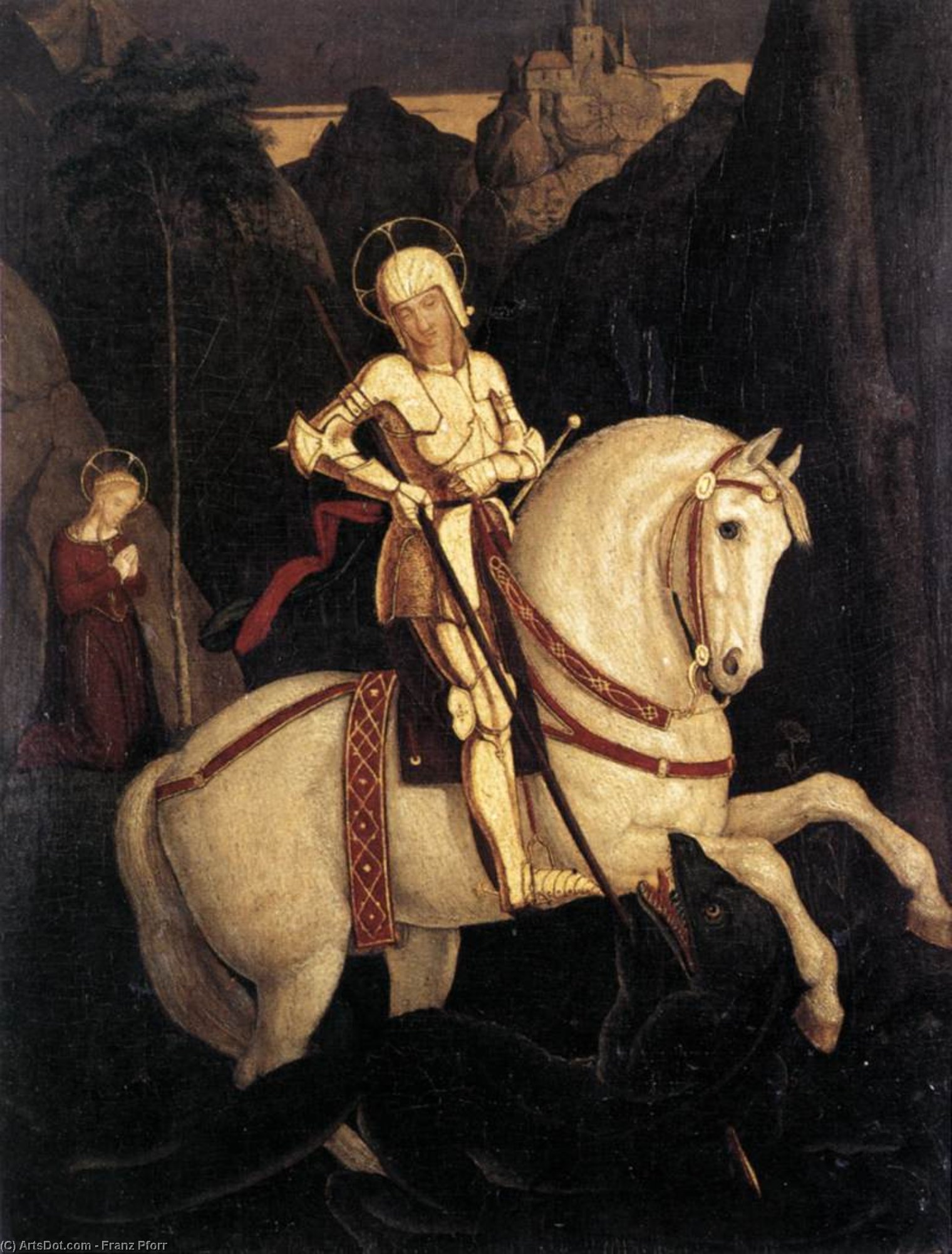 WikiOO.org - Encyclopedia of Fine Arts - Maleri, Artwork Franz Pforr - St George and the Dragon
