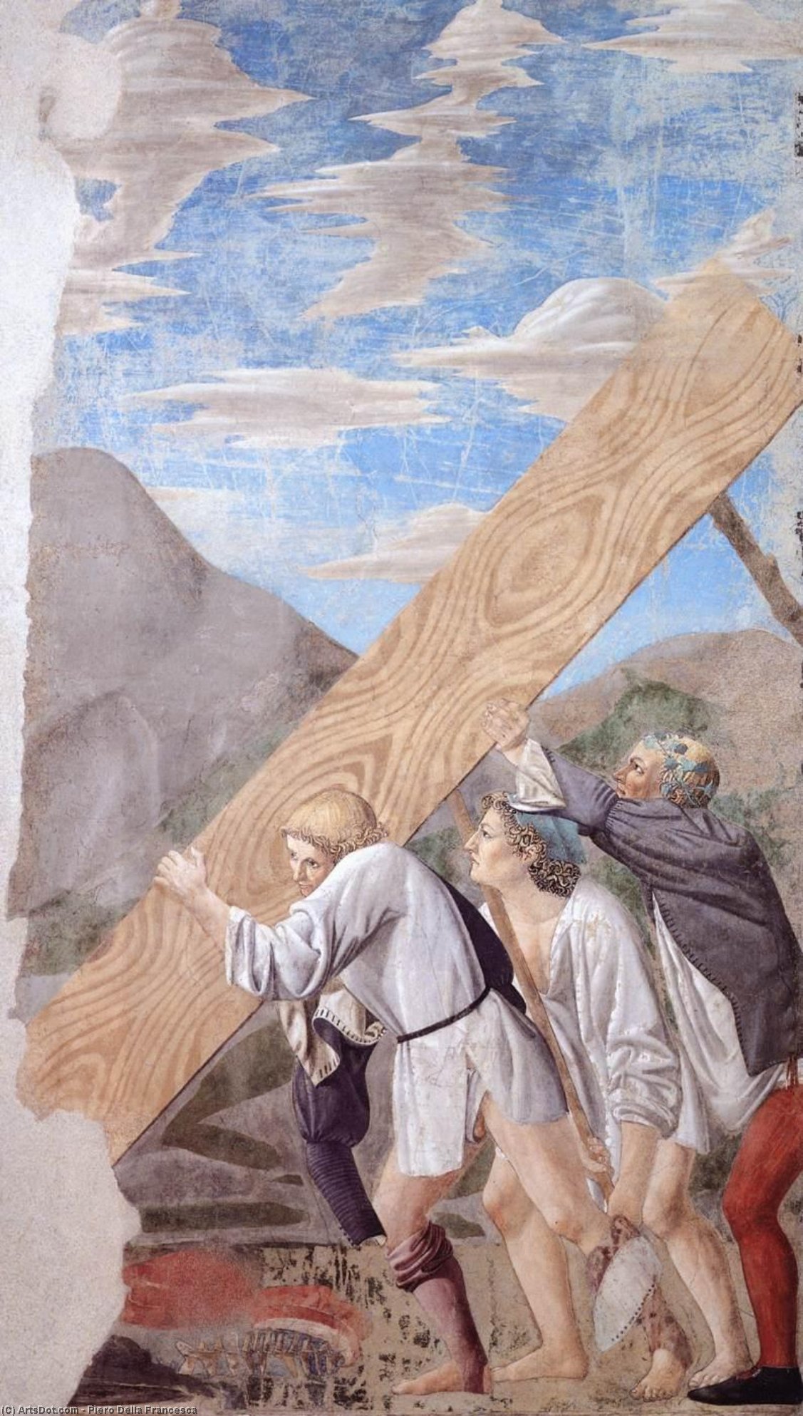 Wikioo.org - Die Enzyklopädie bildender Kunst - Malerei, Kunstwerk von Piero Della Francesca - 3  Beerdigung  von  der  heilig  Gehölz