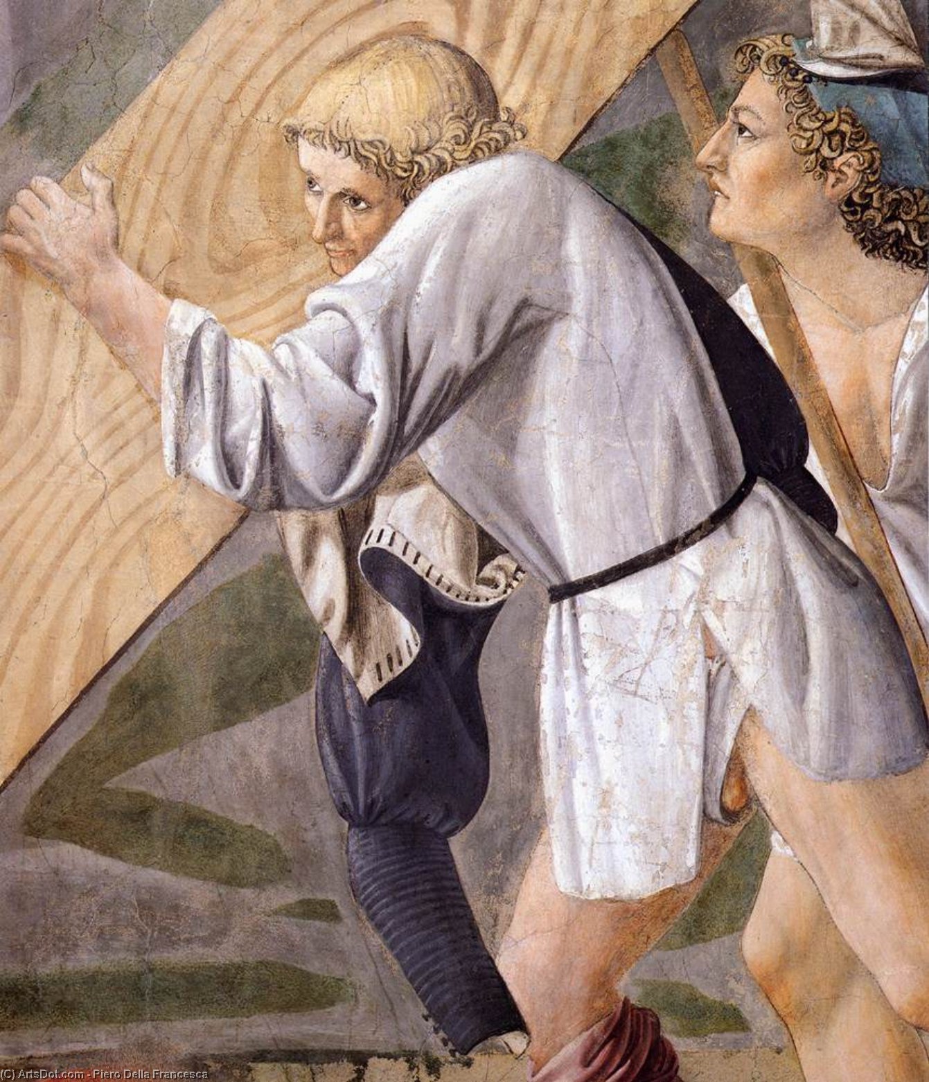 Wikioo.org - Bách khoa toàn thư về mỹ thuật - Vẽ tranh, Tác phẩm nghệ thuật Piero Della Francesca - 3. Burial of the Holy Wood (detail)