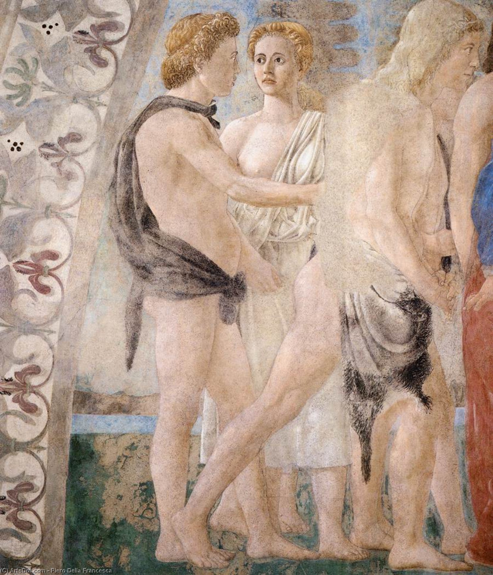 Wikioo.org – La Enciclopedia de las Bellas Artes - Pintura, Obras de arte de Piero Della Francesca - 3  enterramiento  todaclasede  el  santa  madera  Detalle