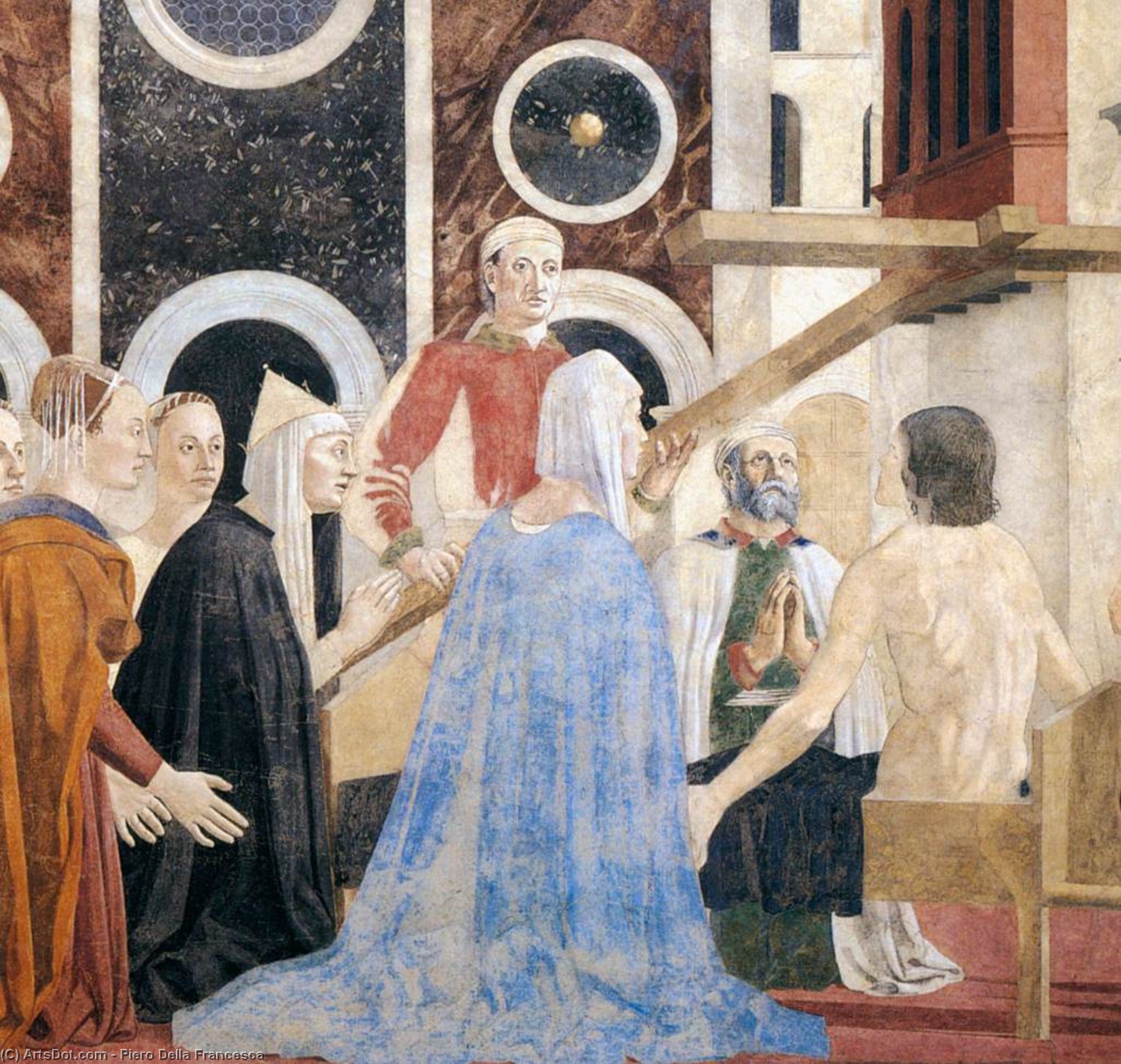 Wikioo.org – La Enciclopedia de las Bellas Artes - Pintura, Obras de arte de Piero Della Francesca - 7b  Reconocimiento  todaclasede  el  cierto  Cruzar  Detalle