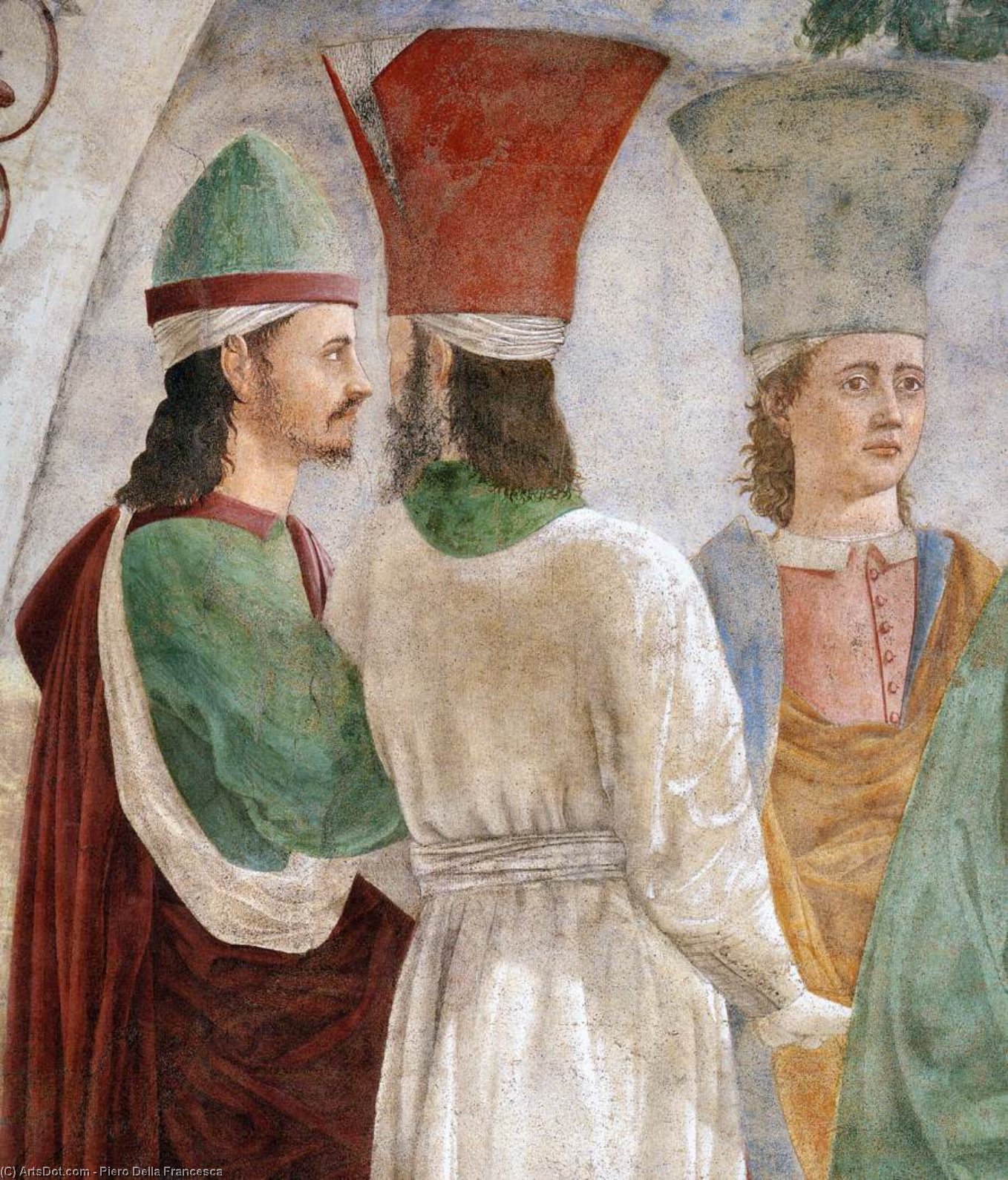 Wikioo.org - Die Enzyklopädie bildender Kunst - Malerei, Kunstwerk von Piero Della Francesca - 9  Erhebung  von  der  kreuz  Ausschnitt