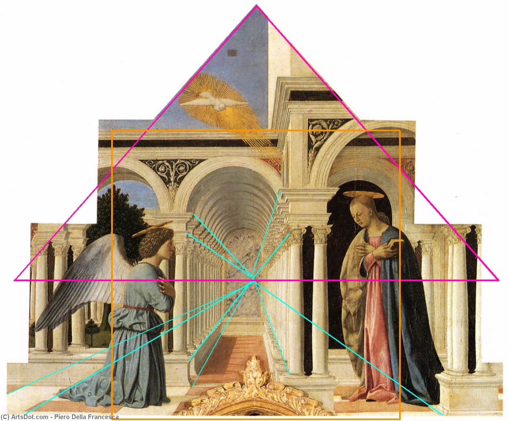 WikiOO.org - Encyclopedia of Fine Arts - Maalaus, taideteos Piero Della Francesca - Polyptych of St Anthony: The Annunciation