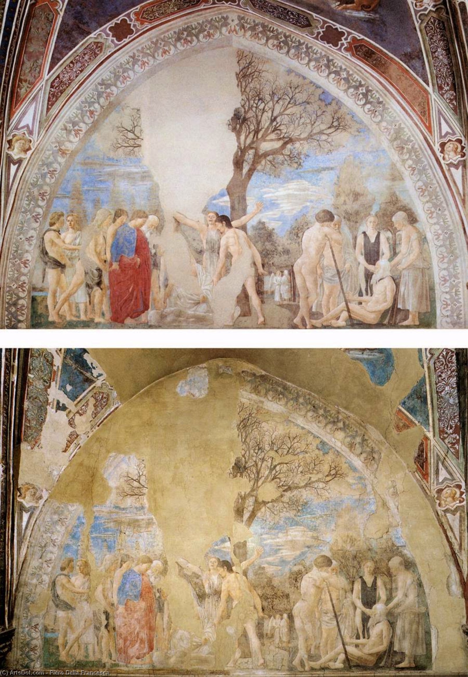 WikiOO.org - Güzel Sanatlar Ansiklopedisi - Resim, Resimler Piero Della Francesca - Scene after and before restoration