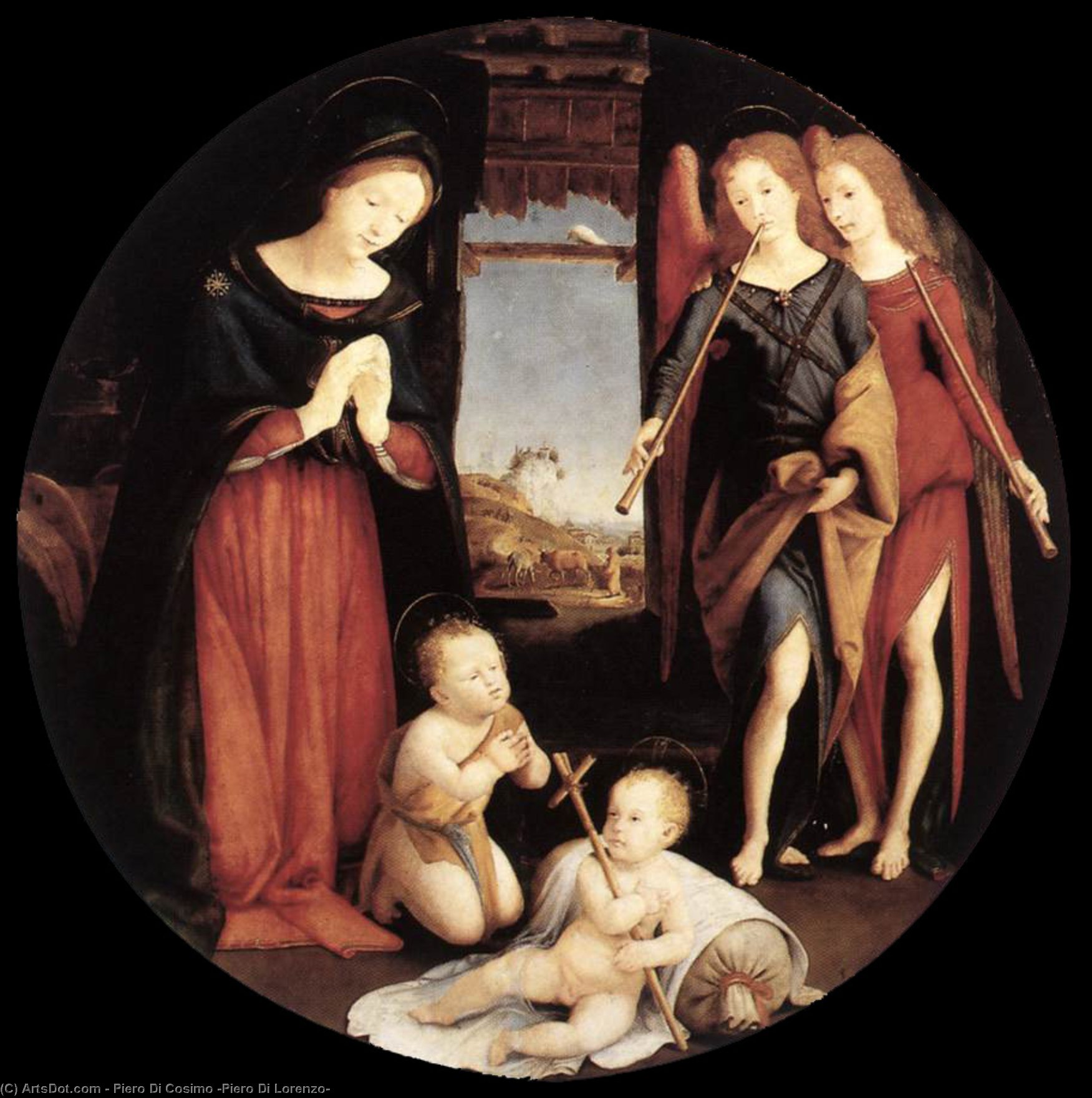 Wikioo.org - The Encyclopedia of Fine Arts - Painting, Artwork by Piero Di Cosimo (Piero Di Lorenzo) - The Adoration of the Christ Child