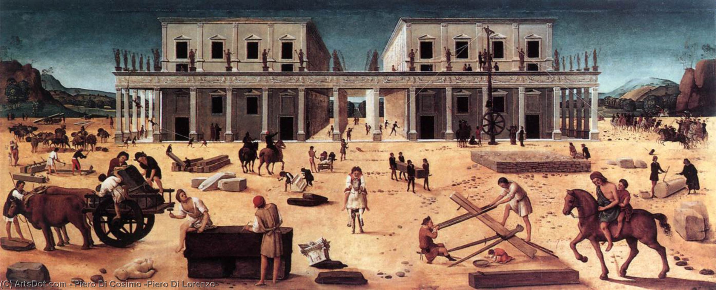 Wikioo.org - The Encyclopedia of Fine Arts - Painting, Artwork by Piero Di Cosimo (Piero Di Lorenzo) - The Building of a Palace