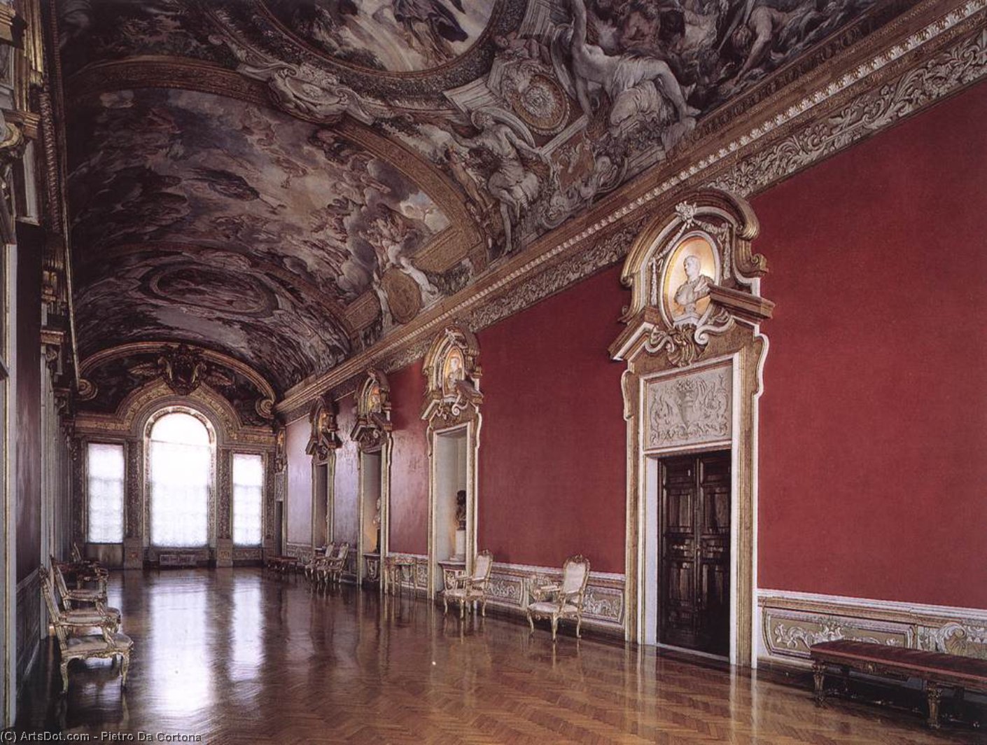 Wikioo.org - สารานุกรมวิจิตรศิลป์ - จิตรกรรม Pietro Da Cortona - View of the Galleria Pamphilj