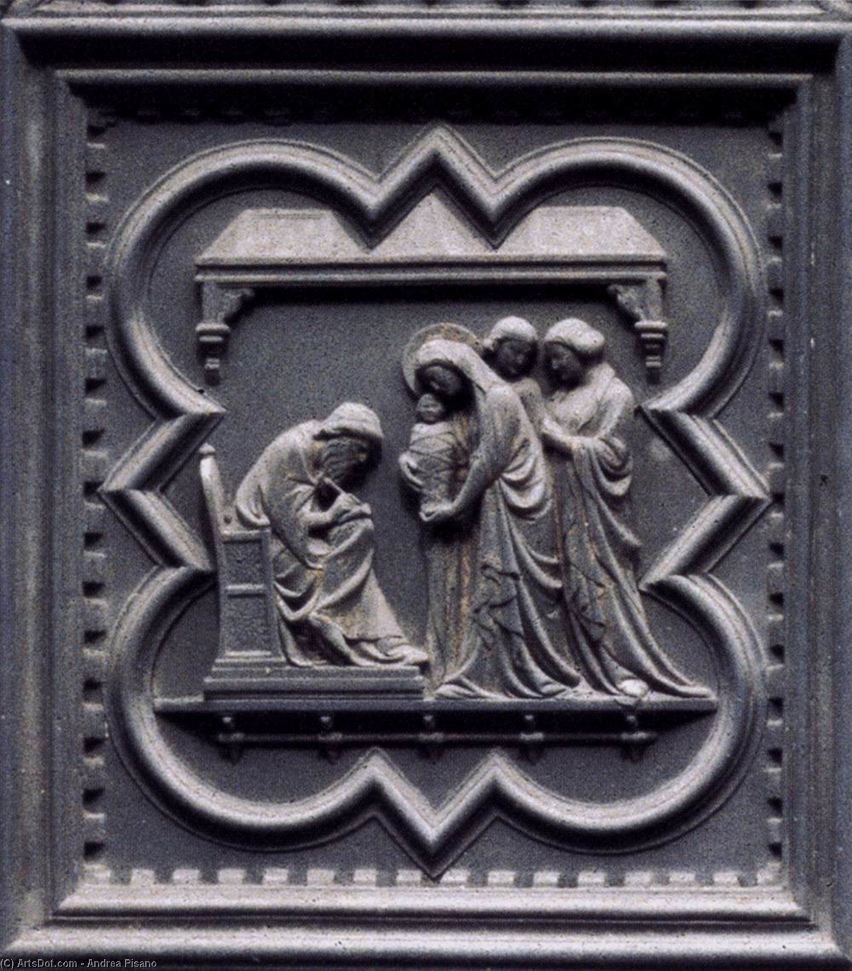 Wikioo.org - The Encyclopedia of Fine Arts - Painting, Artwork by Andrea Pisano - Naming of the Baptist (panel of the south doors)