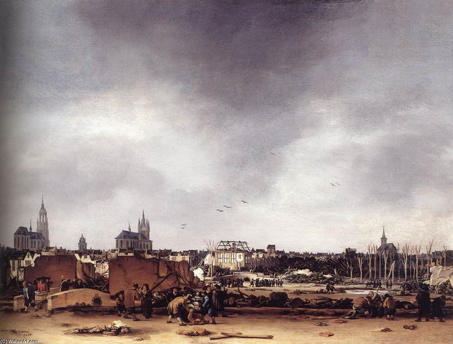 WikiOO.org - Encyclopedia of Fine Arts - Lukisan, Artwork Egbert Van Der Poel - View of Delft after the Explosion of 1654