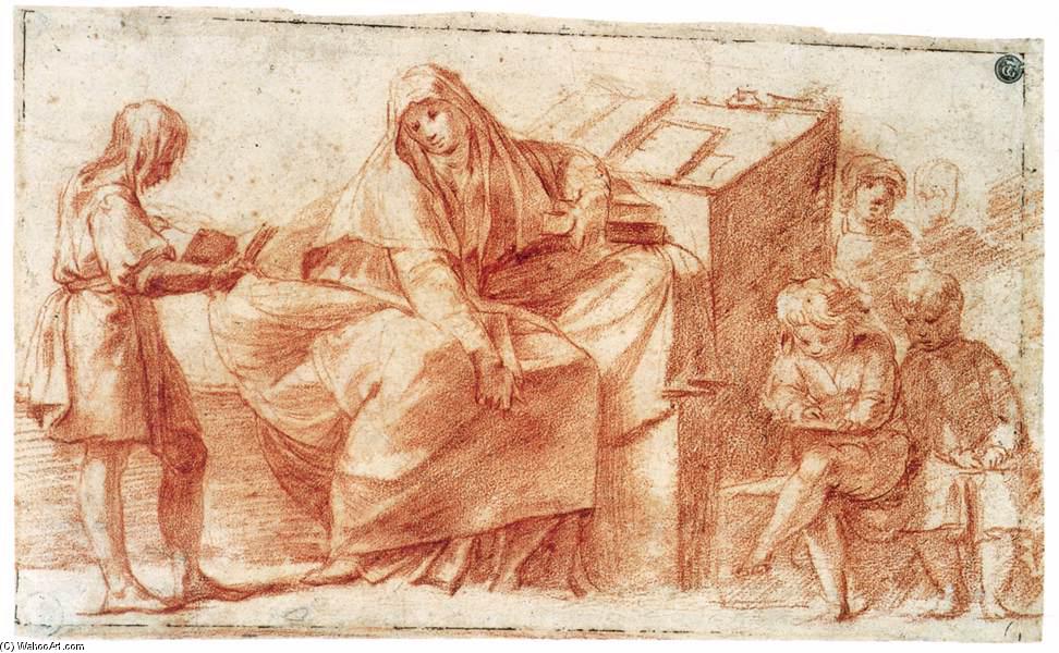 WikiOO.org - Enciklopedija likovnih umjetnosti - Slikarstvo, umjetnička djela Polidoro Da Caravaggio - Schoolmistress with Her Pupils