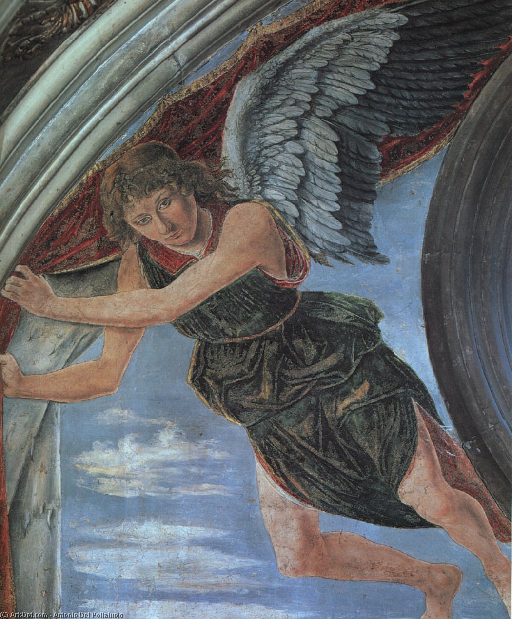 Wikioo.org – La Enciclopedia de las Bellas Artes - Pintura, Obras de arte de Antonio Del Pollaiuolo - ángel Detalle