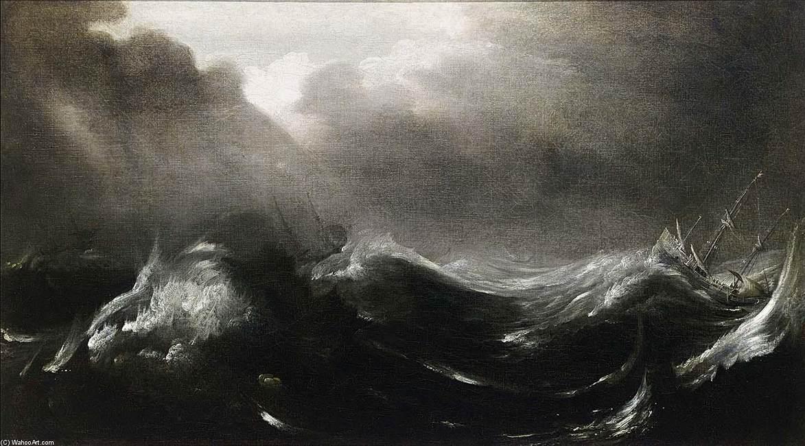 Wikioo.org - The Encyclopedia of Fine Arts - Painting, Artwork by Jan Porcellis - Shipping in Stormy Seas