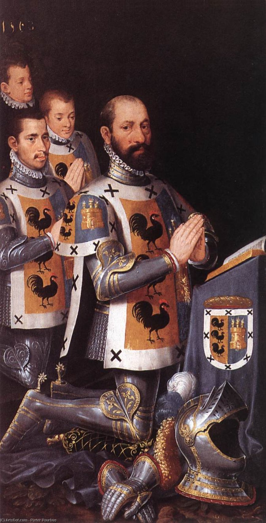Wikioo.org - The Encyclopedia of Fine Arts - Painting, Artwork by Pieter Pourbus - Portrait of Jan Lopez Gallo and His Three Sons
