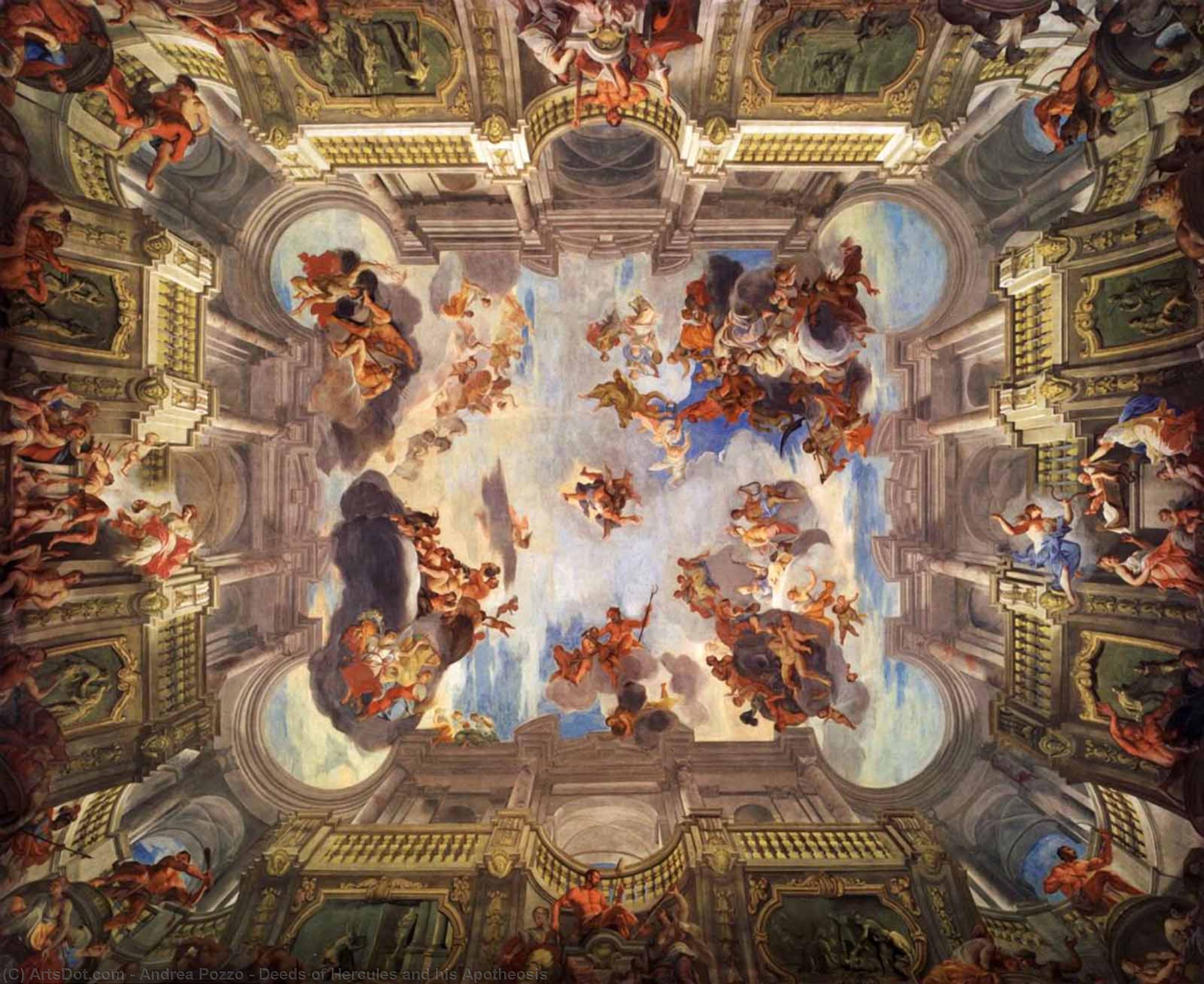 Wikioo.org - The Encyclopedia of Fine Arts - Painting, Artwork by Andrea Pozzo - Deeds of Hercules and his Apotheosis