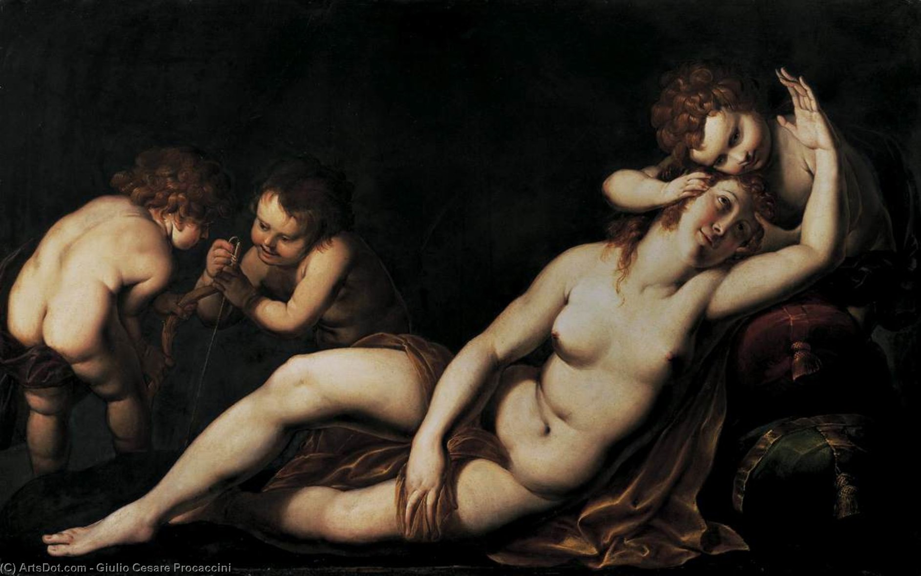 WikiOO.org - Enciklopedija dailės - Tapyba, meno kuriniai Giulio Cesare Procaccini - Venus and Cupids