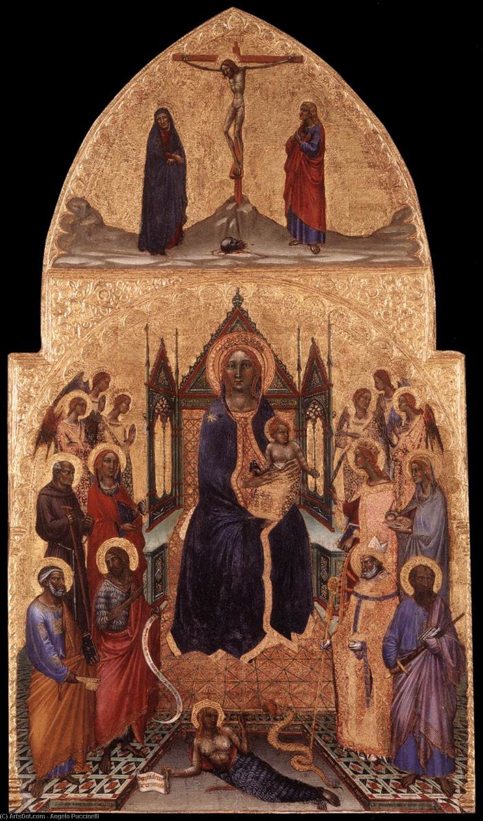 WikiOO.org - Enciklopedija dailės - Tapyba, meno kuriniai Angelo Puccinelli - Virgin and Child with Angels and Saints