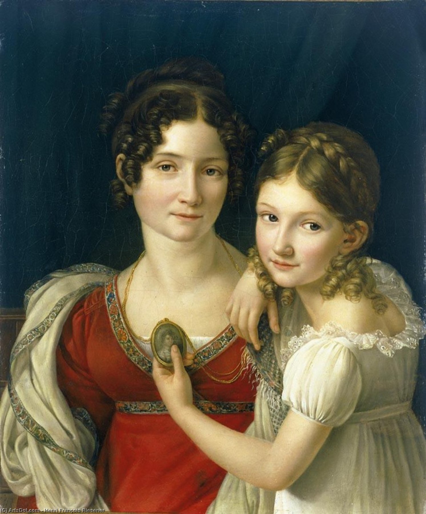 Wikioo.org - The Encyclopedia of Fine Arts - Painting, Artwork by Henri François Riesener - Mother and Her Daughter