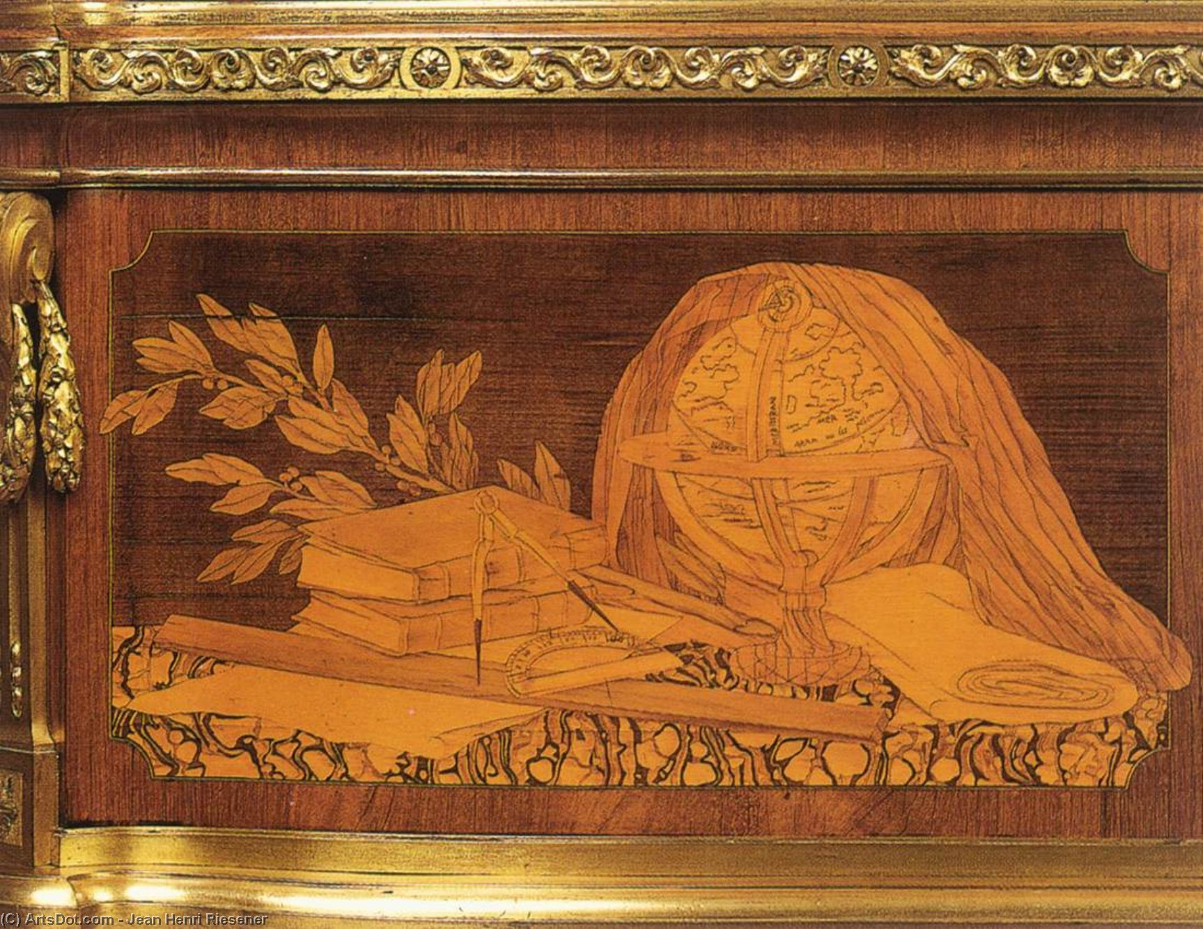 Wikioo.org - The Encyclopedia of Fine Arts - Painting, Artwork by Jean Henri Riesener - Roll-top desk (detail)