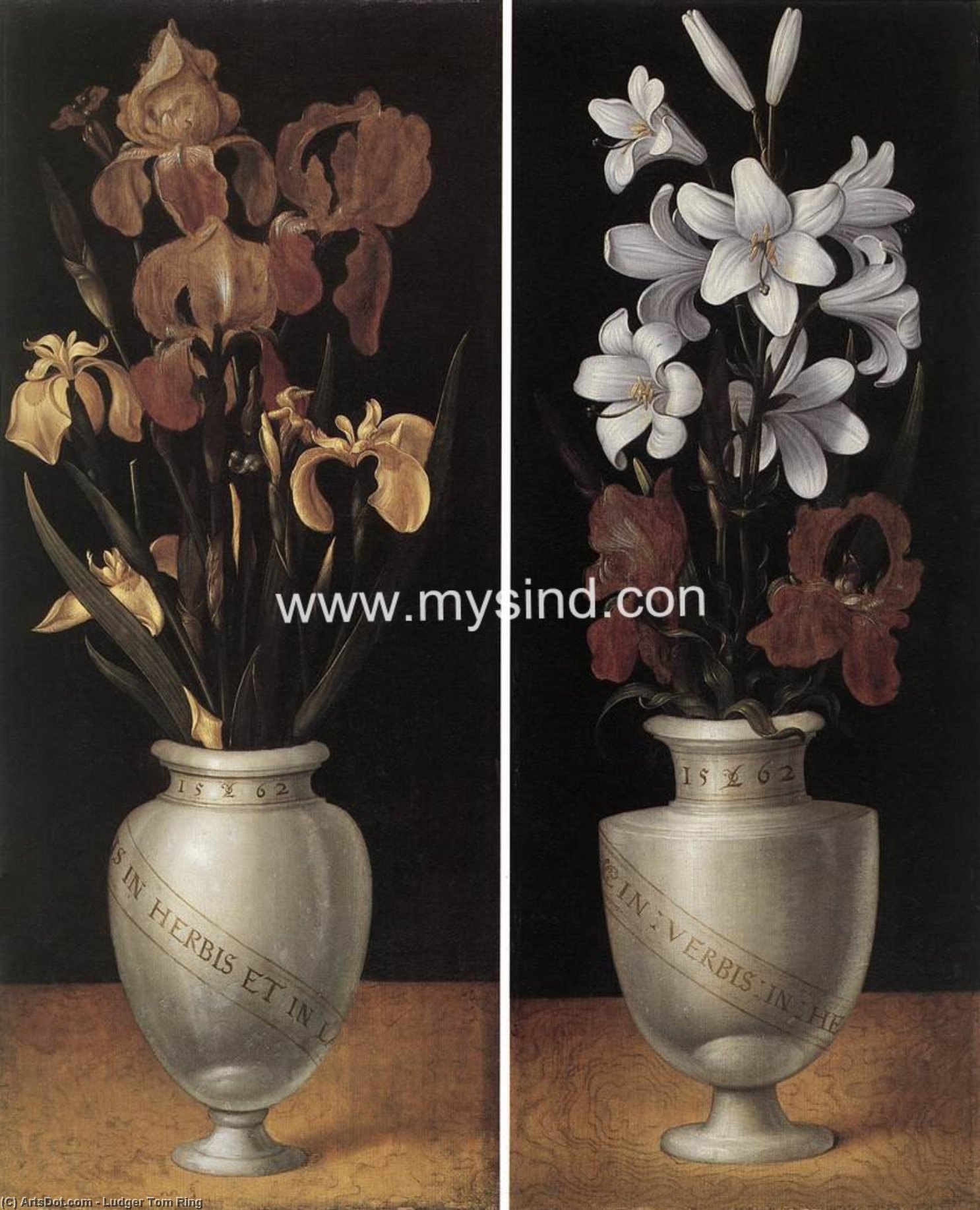 Wikioo.org - สารานุกรมวิจิตรศิลป์ - จิตรกรรม Ludger Tom Ring - Vases of Flowers