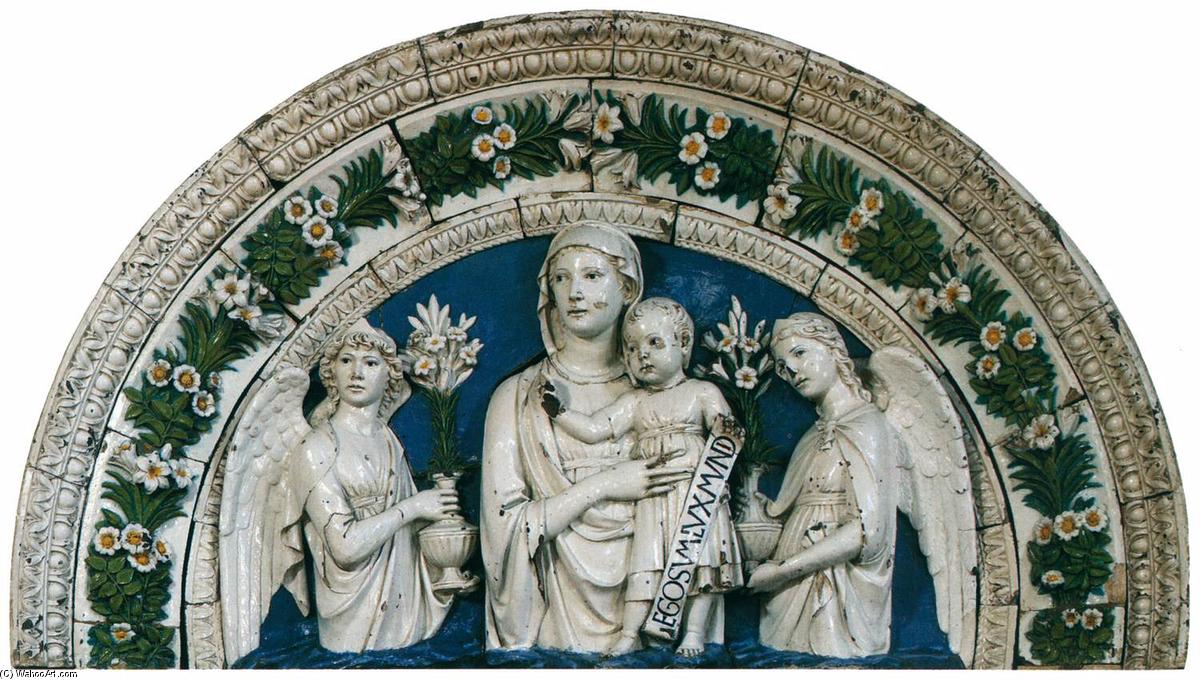 WikiOO.org – 美術百科全書 - 繪畫，作品 Luca Della Robbia - 麦当娜和儿童  之间 天使