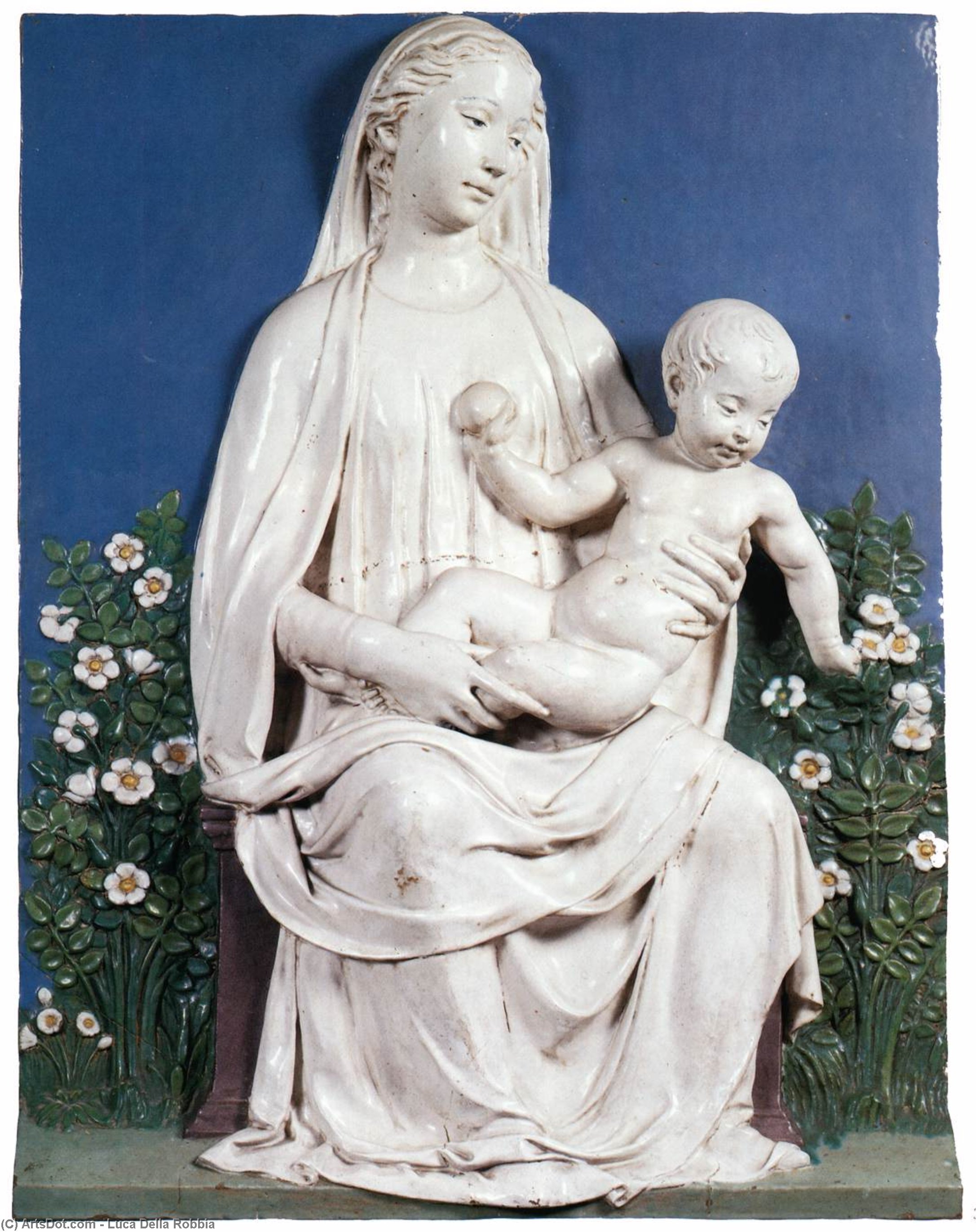 Wikioo.org - The Encyclopedia of Fine Arts - Painting, Artwork by Luca Della Robbia - Madonna in a Rose-Garden (Madonna del Roseto)