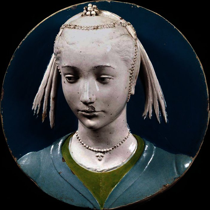 Wikioo.org - The Encyclopedia of Fine Arts - Painting, Artwork by Luca Della Robbia - Tondo Portrait of a Lady