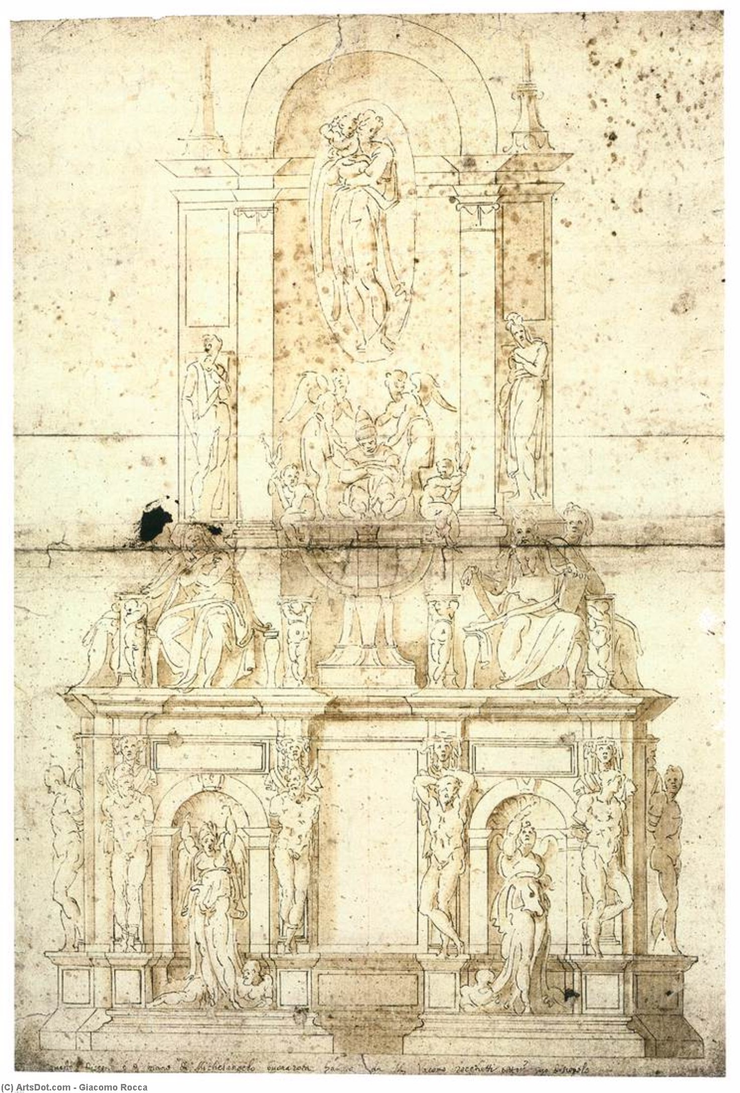 Wikioo.org - The Encyclopedia of Fine Arts - Painting, Artwork by Giacomo Rocca - Michelangelo's Draft for the Tomb of Julius II