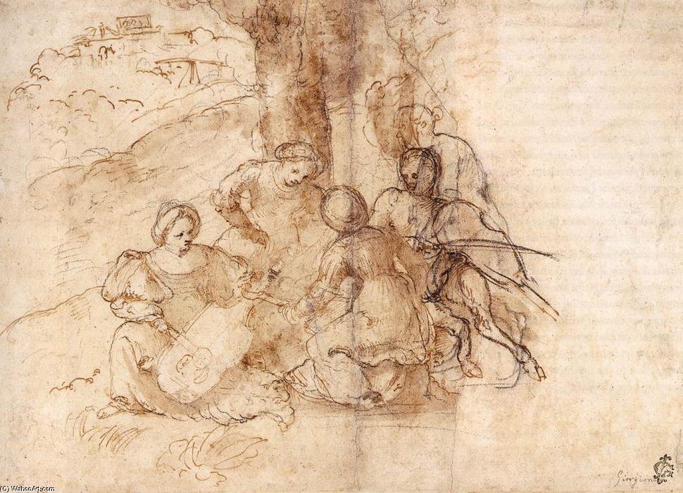 WikiOO.org - Encyclopedia of Fine Arts - Maľba, Artwork Girolamo Romanino - Concert Champêtre